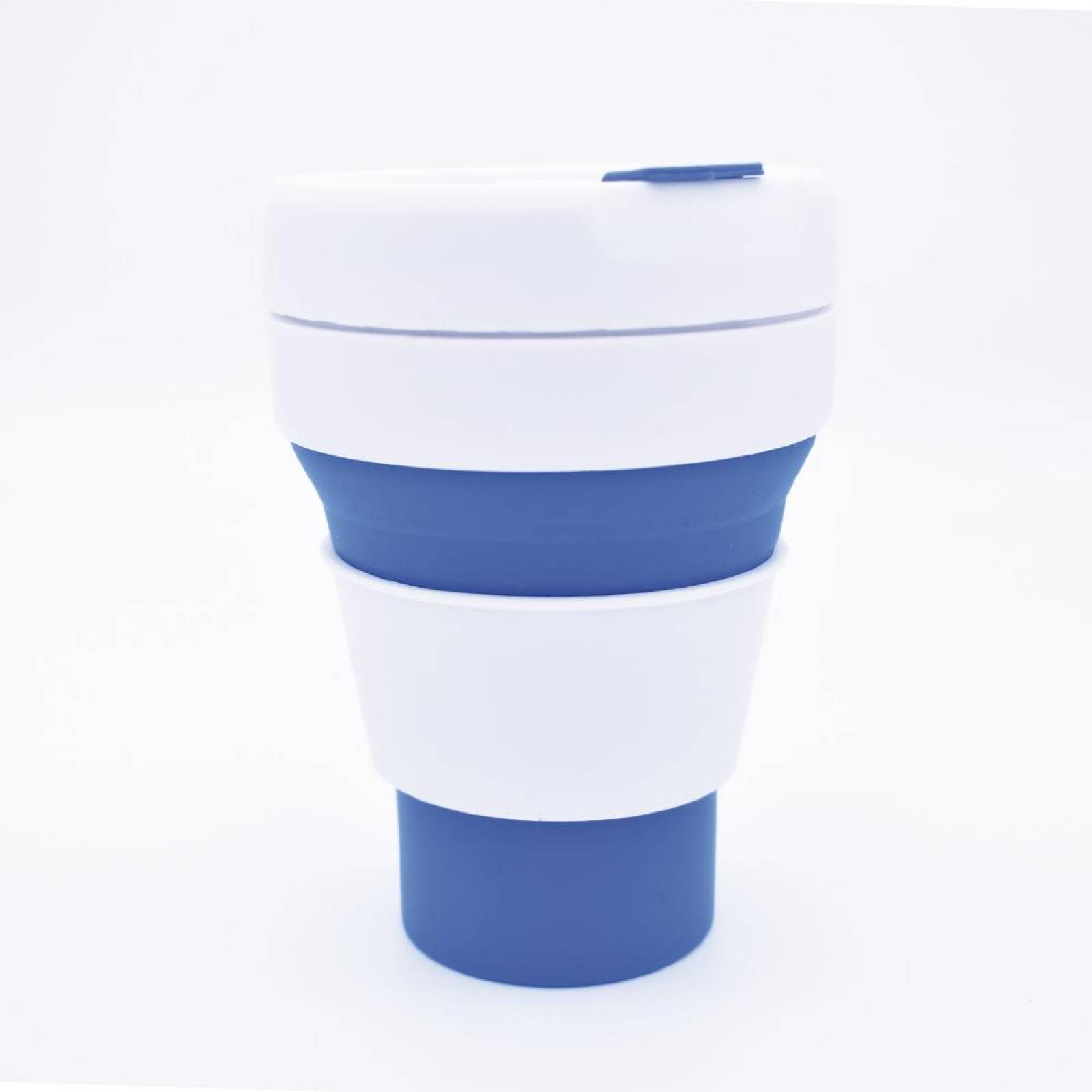 Vaso Reutilizable Retráctil de Silicón para Café Azul