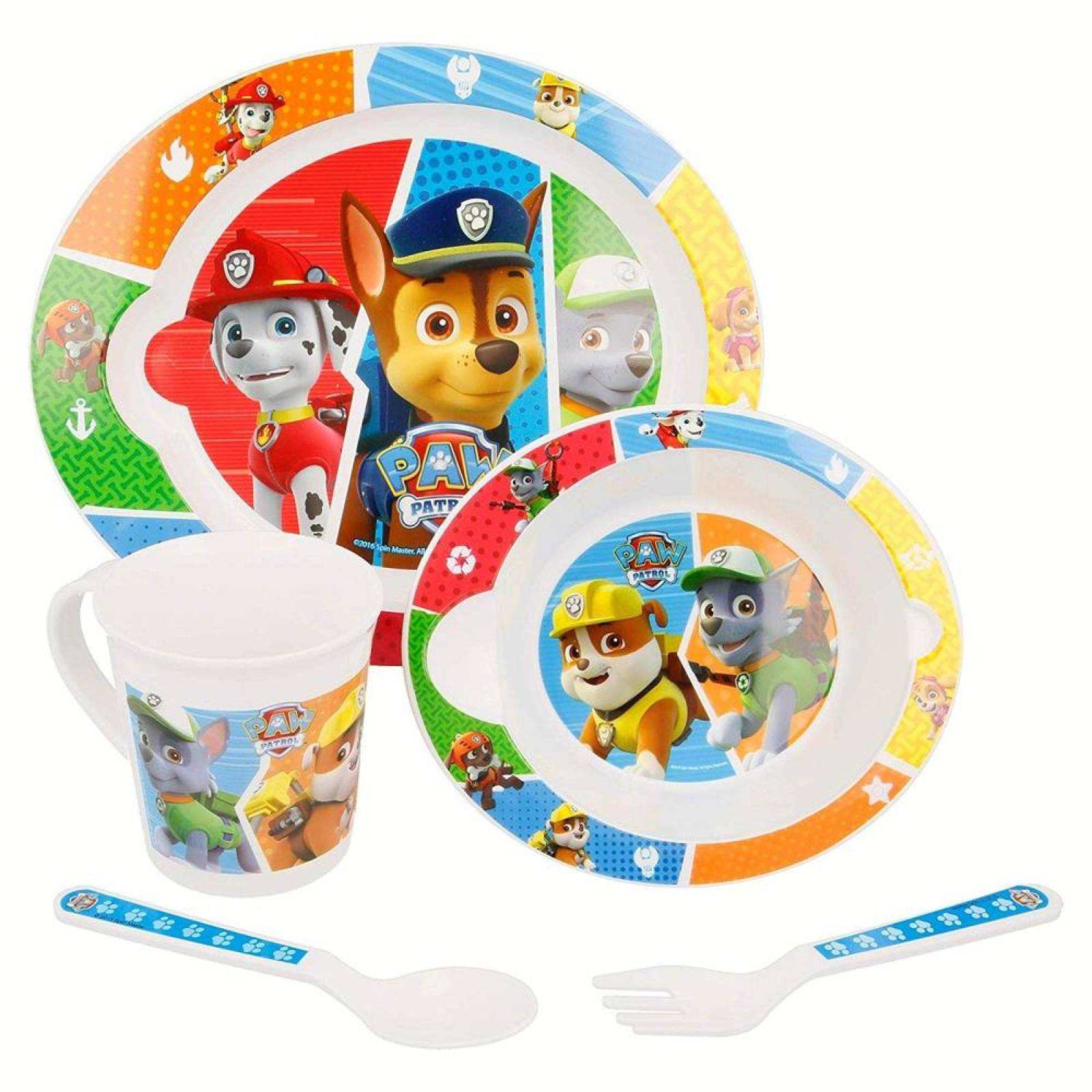 Set Para Microondas Plato Cuenco Cuchara Paw Patrol 