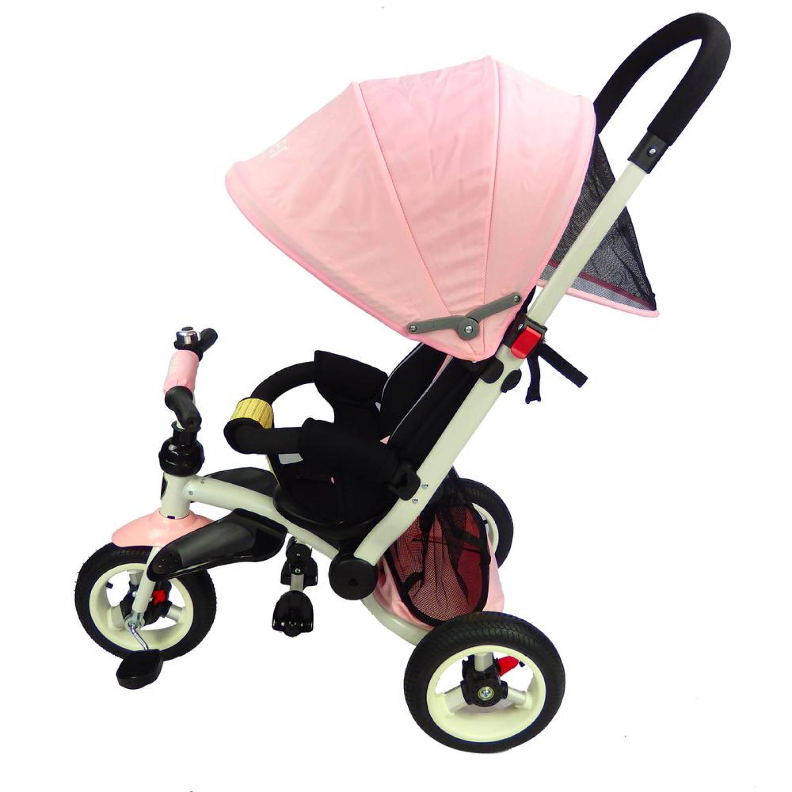 Triciclo para Bebe de lujo Llantas de Aire tipo carriola de 6-5 años Rosa 