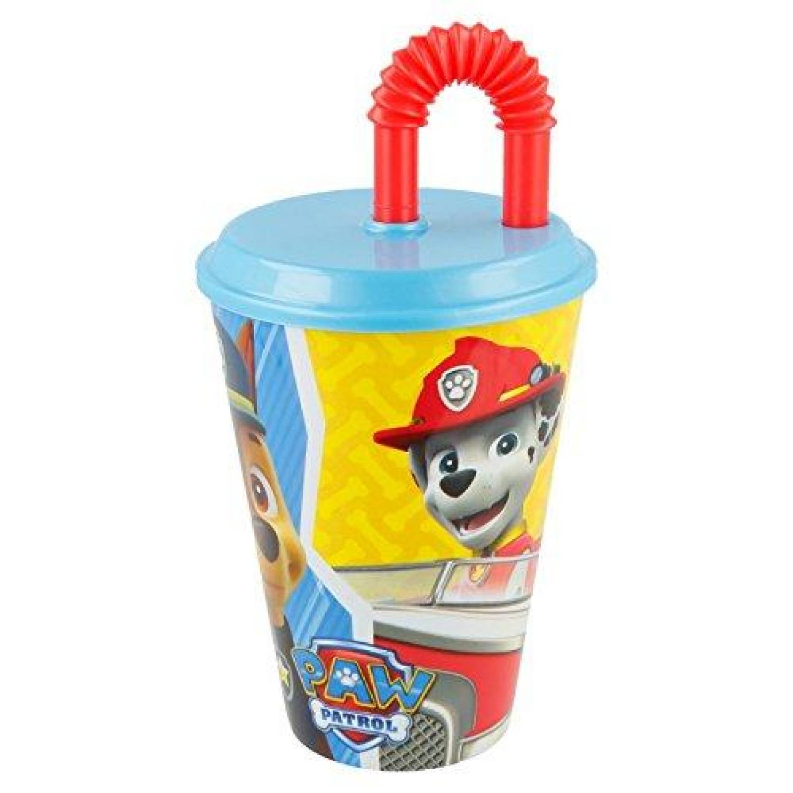 Vaso con Popote y tapa de Paw Patrol de 430 ml para niño