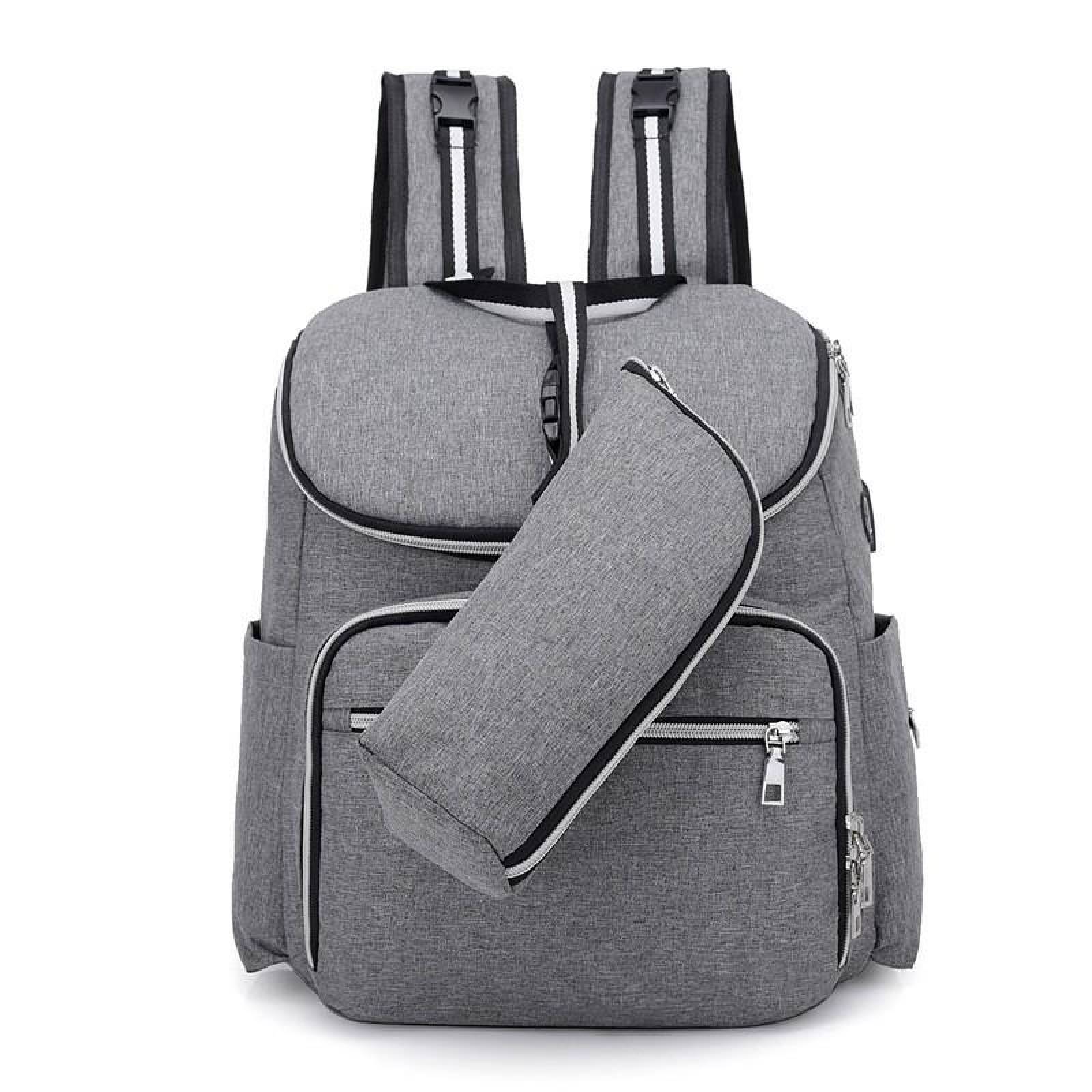 Pañalera tipo Mochila Modelo Nuevo para Bebe Moderna Anti-robo Gris