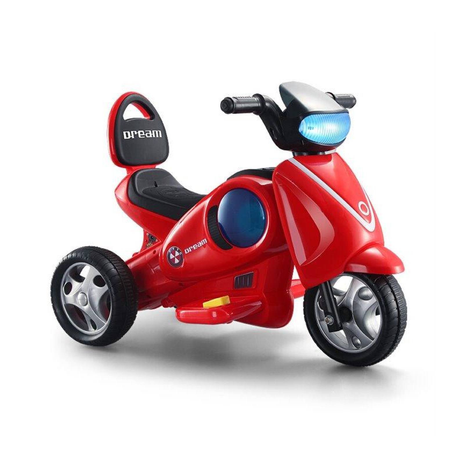 Moto Electrica Infantil Montable 3 a 5 años y con 3 llantas Rojo