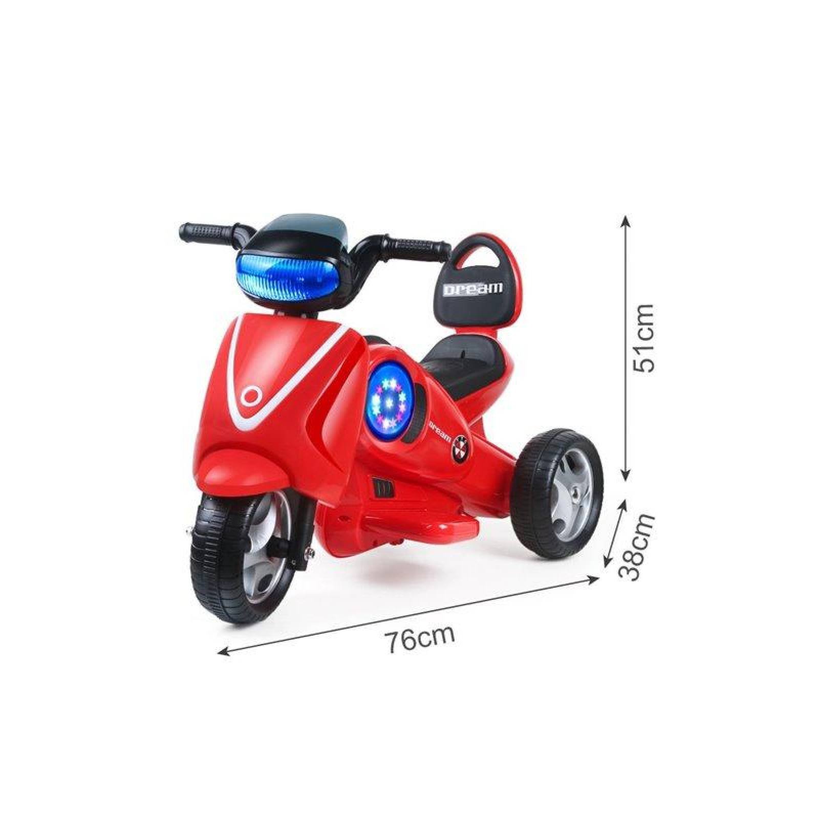 Moto Electrica Infantil Montable 3 a 5 años y con 3 llantas Rojo