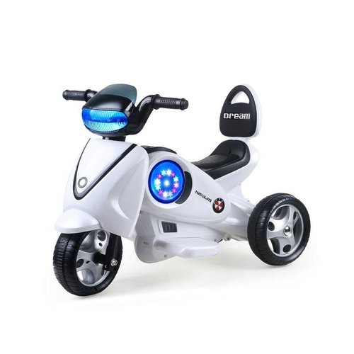 Moto Electrica Infantil Montable 3 a 5 años y con 3 llantas Blanco