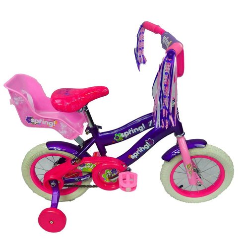 Bicicleta Infantil r12 Rodada para niña Barata con Portamuñeca Fucsia