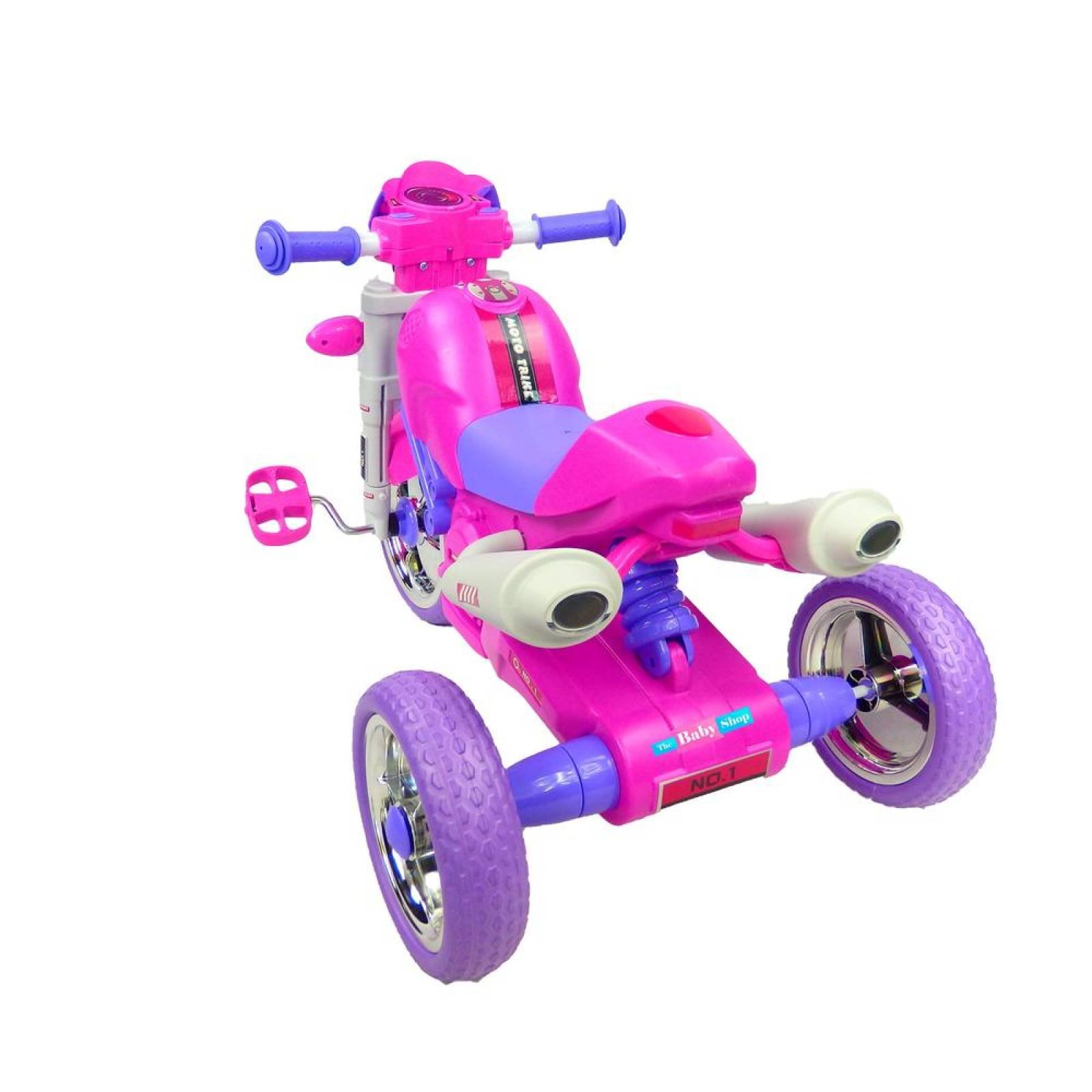 Triciclo para Niños Musical tipo Motocicleta Montable Rosa