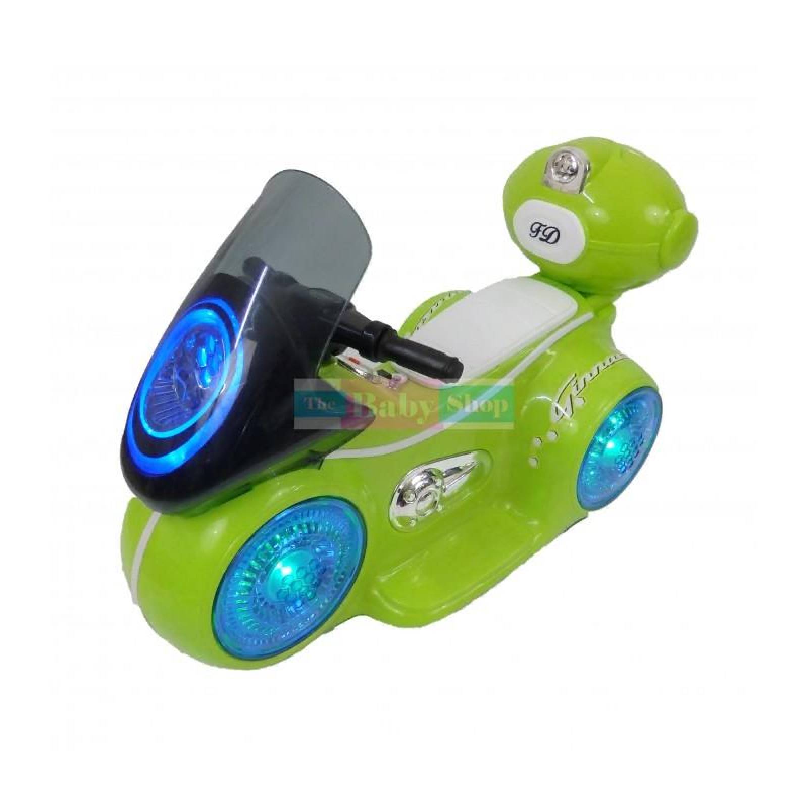 Motocicleta deportiva eléctrica con sonido y led para niños Verde