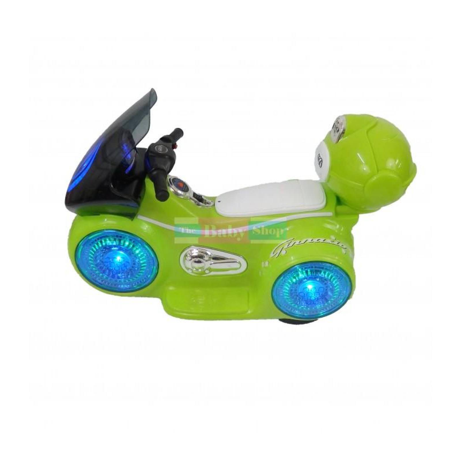 Motocicleta deportiva eléctrica con sonido y led para niños Verde