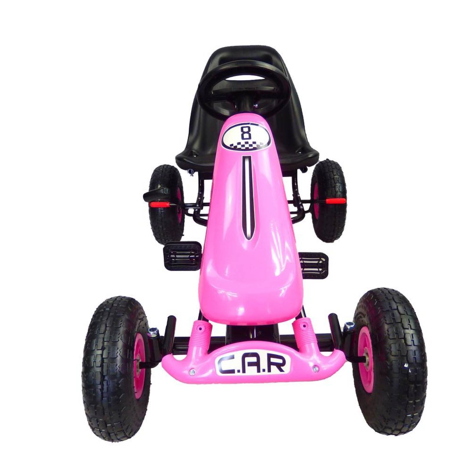 Go kart para niños con pedales y llantas de aire Tek Rosa 