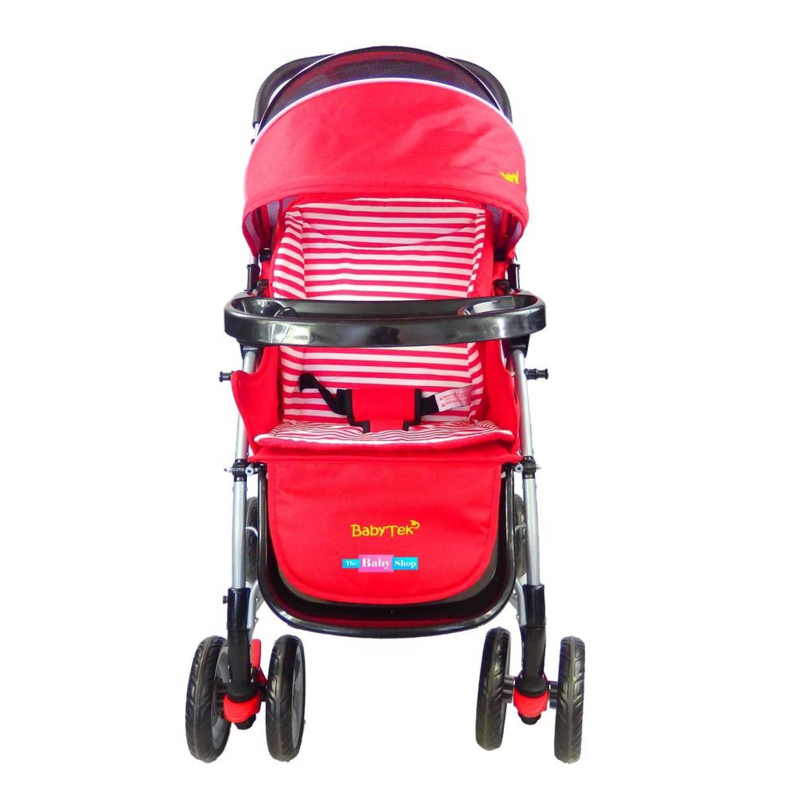 Carriola para bebé reversible y con balancin Tek azul, rosa y rojo  - Rojo