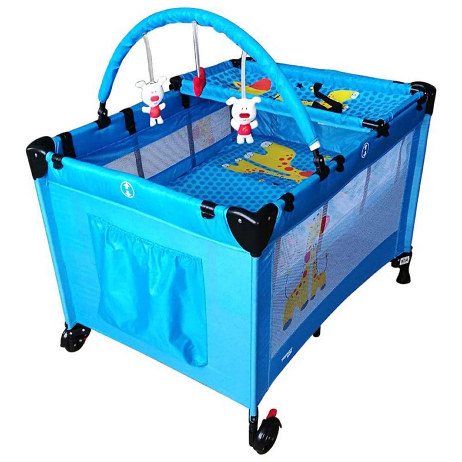 Cuna de viaje para bebés de 2 niveles con Juguetero Trendy Kids  - Azul