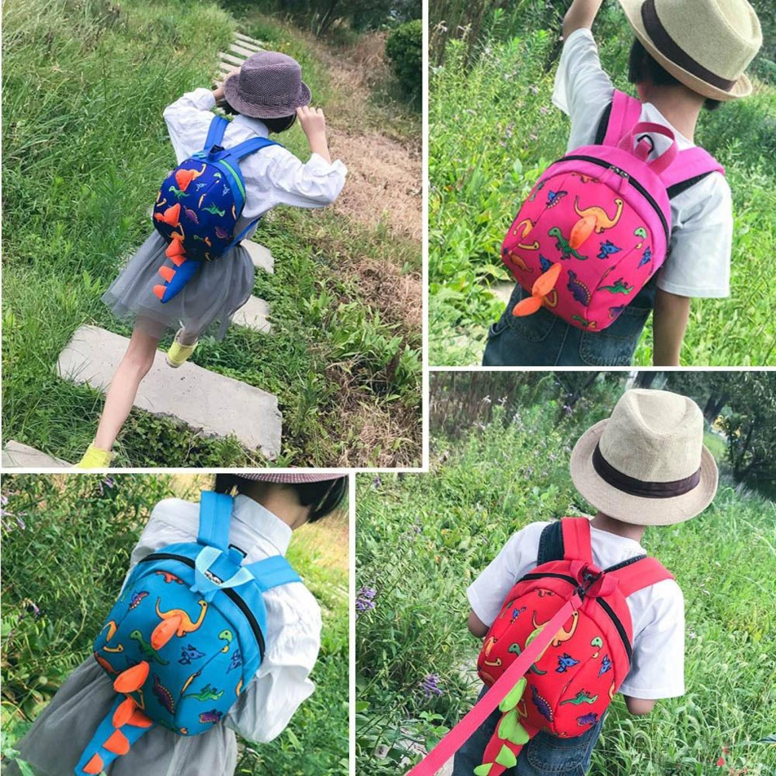 Bolso Mochila Para Preescolar y Guardería Backpack Dinosaurio Rojo