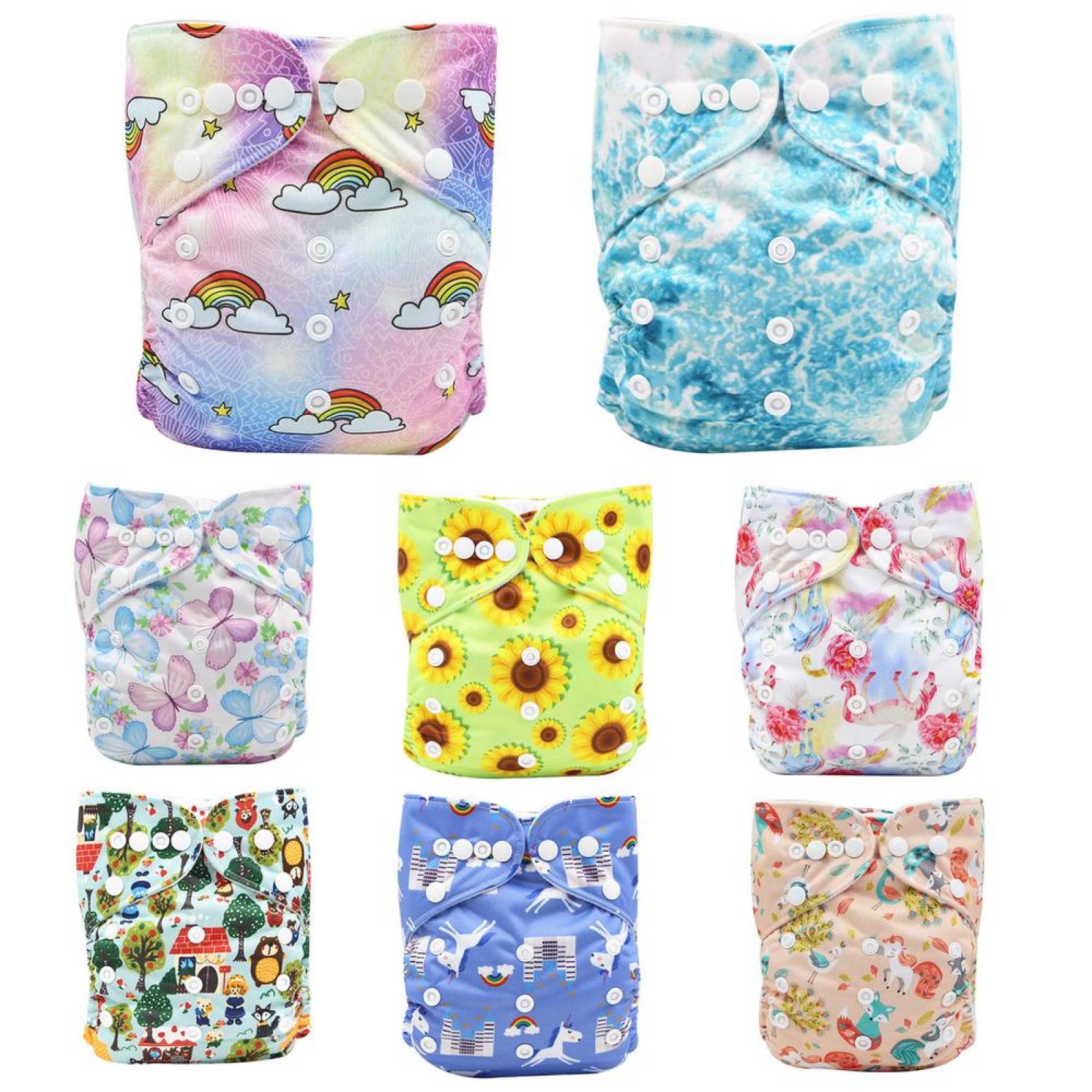 Pañal ecologico de tela reutilizable con Diseños 5 pañales+ 5 Insertos Niña