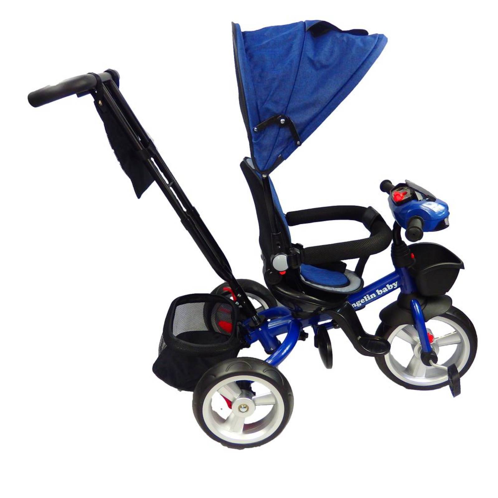 Triciclo para niño y niña con asiento giratorio a 360 Azul Azul marino