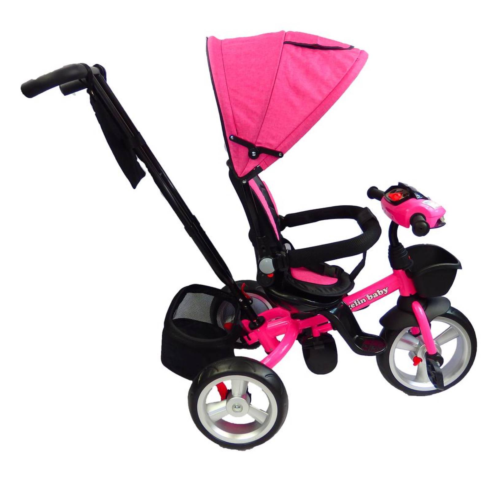 Triciclo para niño y niña con asiento giratorio a 360 Rosa 