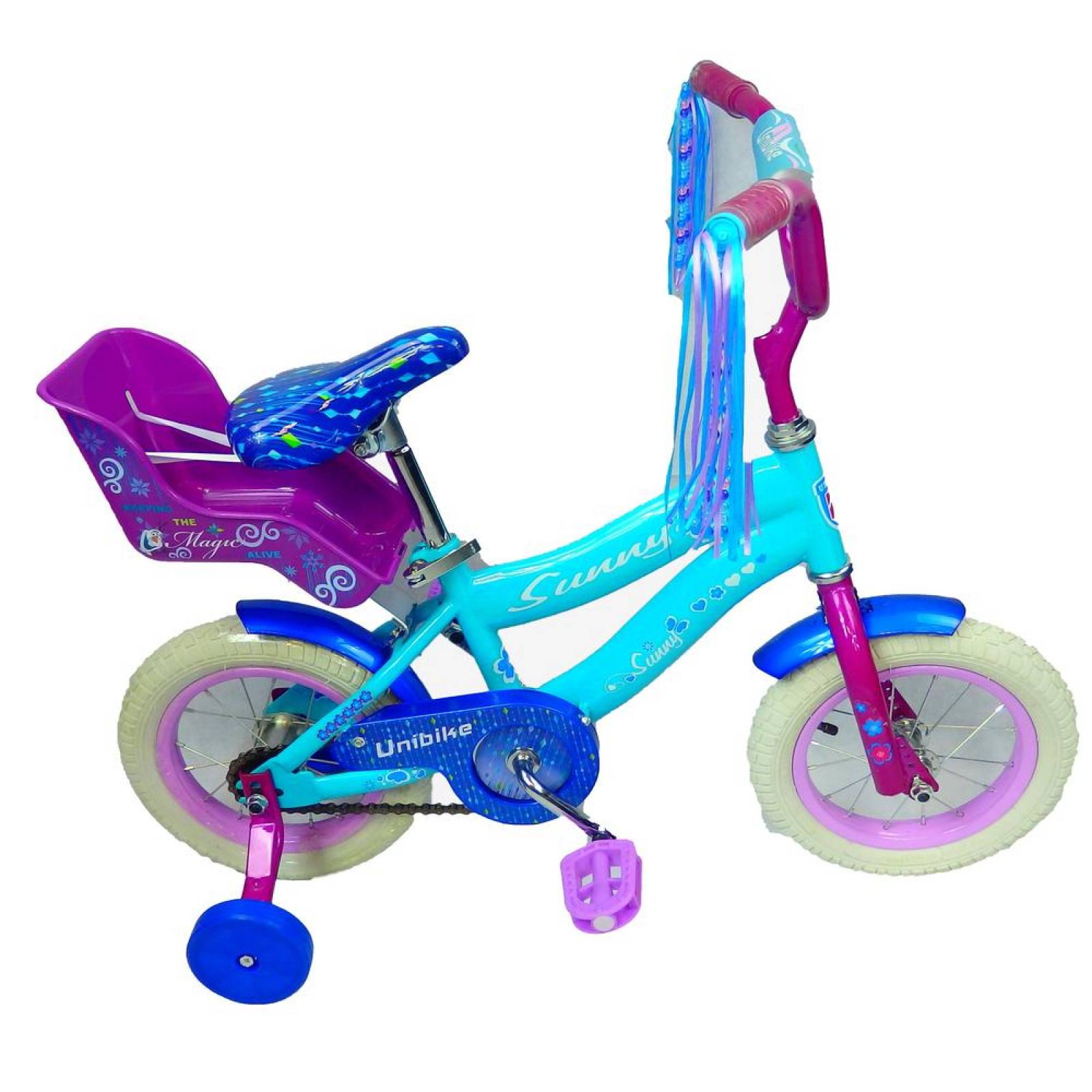 Bicicleta Infantil r12 Rodada para niña Barata con Portamuñeca Azul cielo