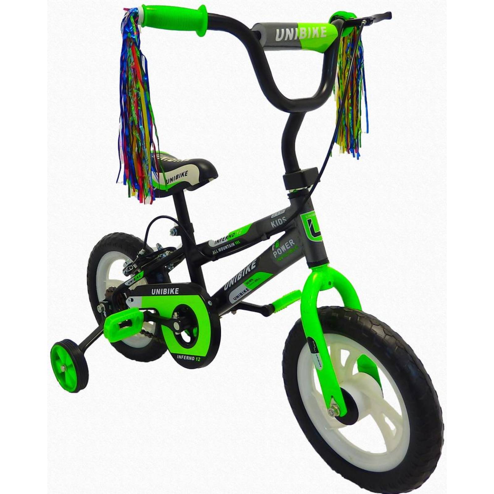 Bicicleta Infantil Para Niño Rodada 12 Con Llanta De Goma Verde Negro