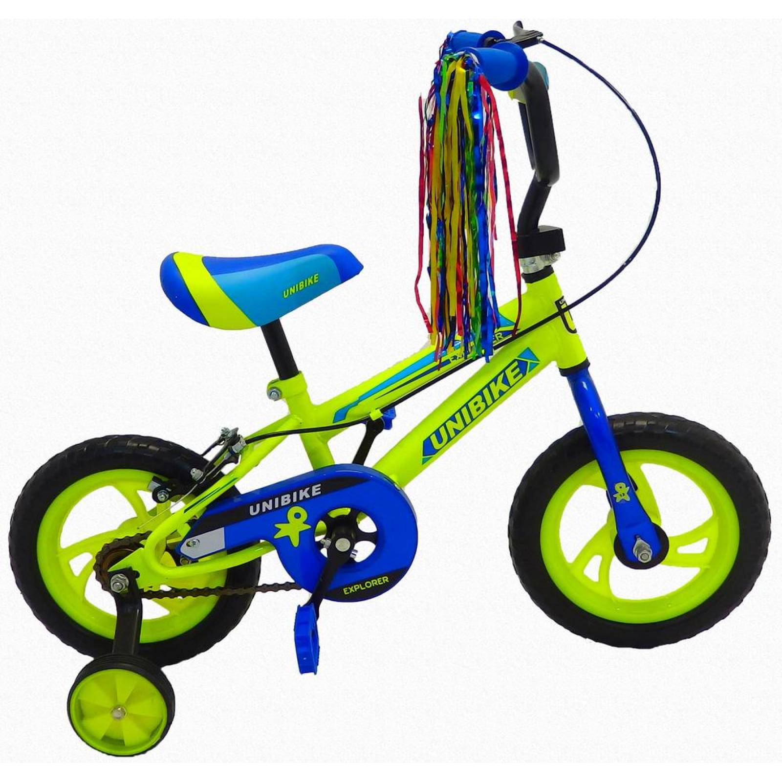 Bicicleta Infantil para niño rodada 12 con llantas de entrenamiento Azul