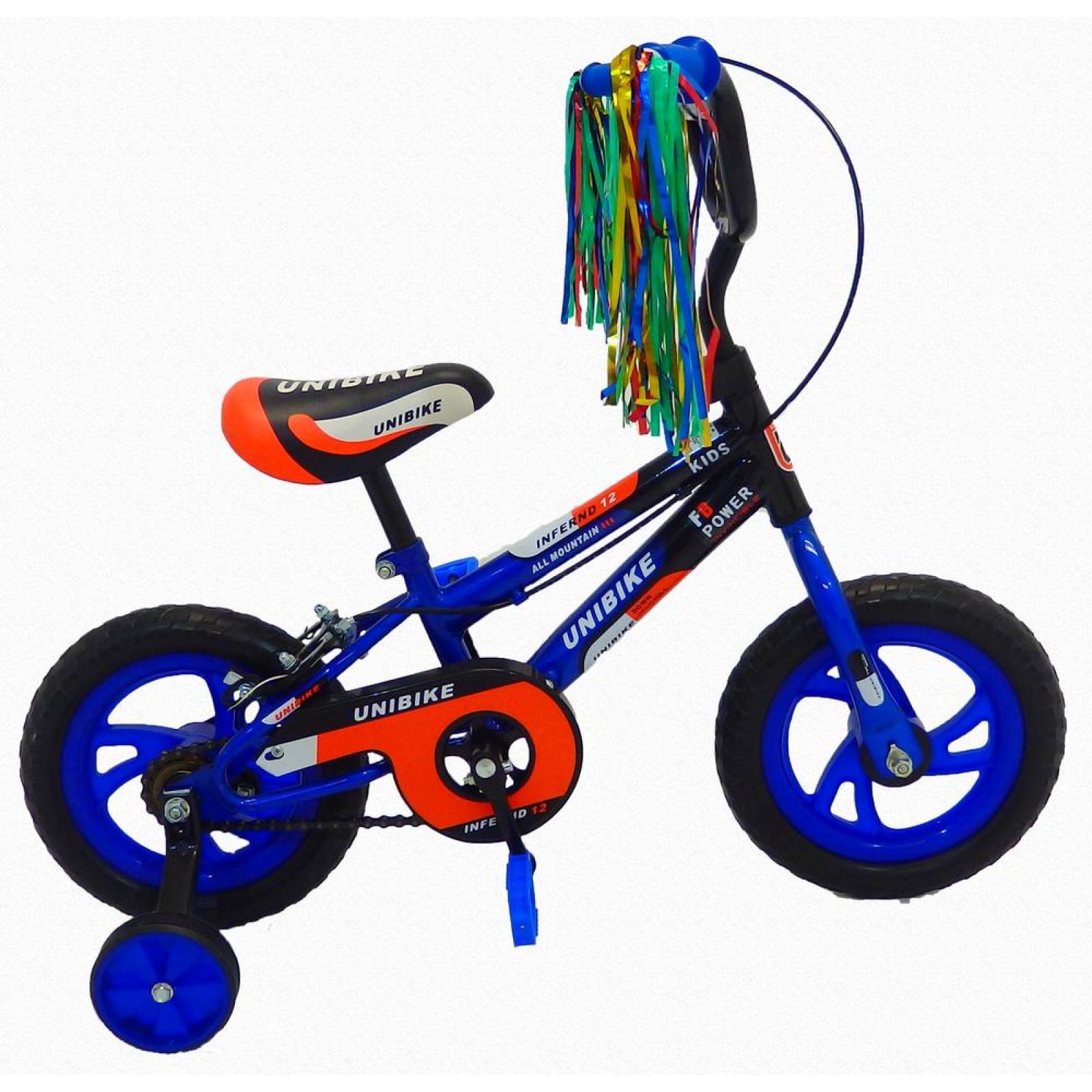 Bicicleta Infantil para niño Rodada 12 con llanta de goma Negro-Azul 