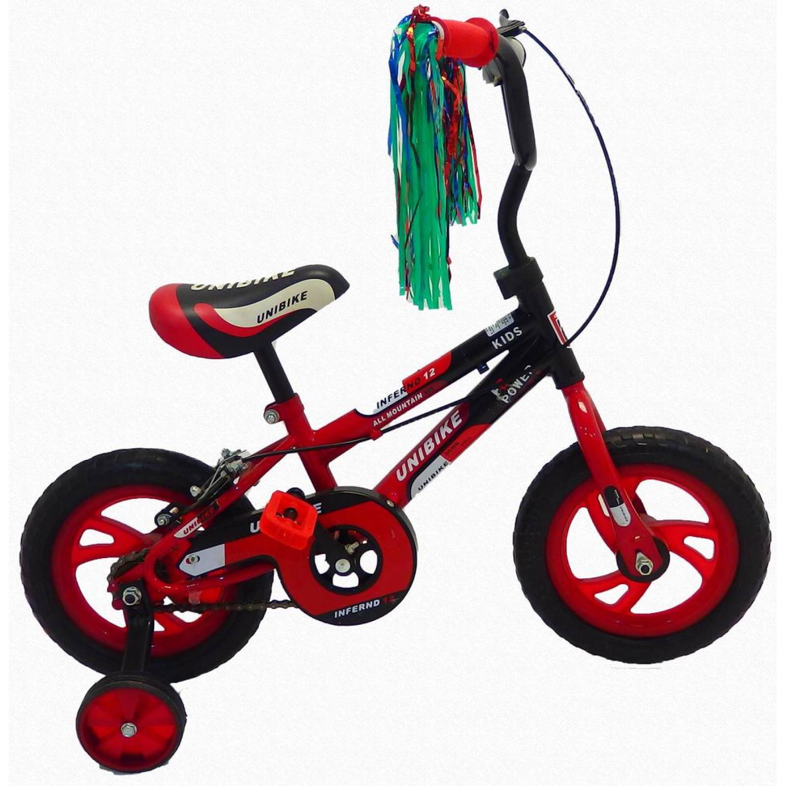Bicicleta Infantil para niño Rodada 12 con llanta de goma Negro-Rojo 