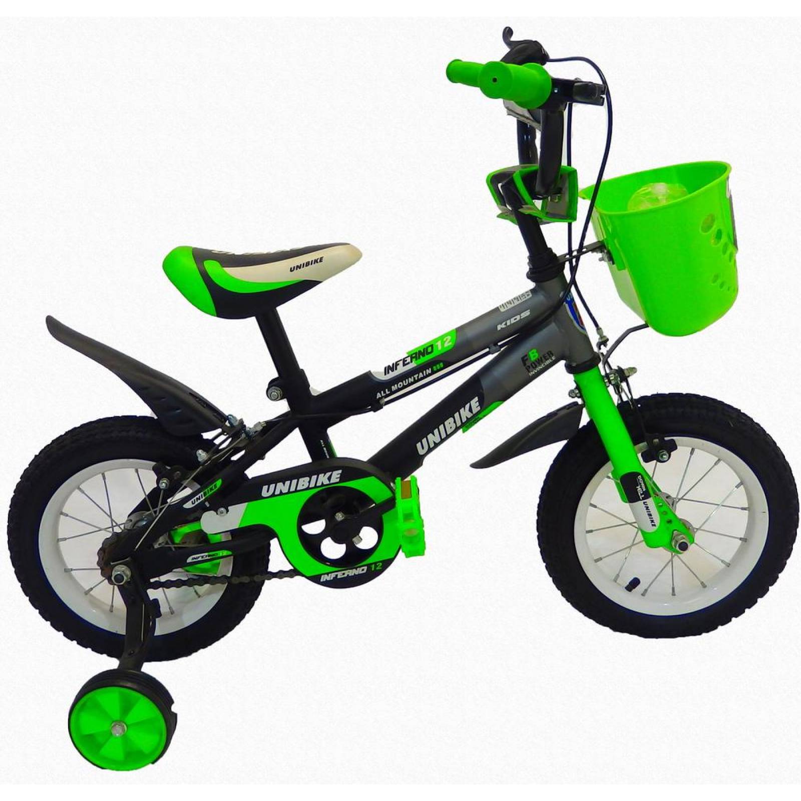 Bicicleta Infantil para niño rodada 12 Negro-Verde 