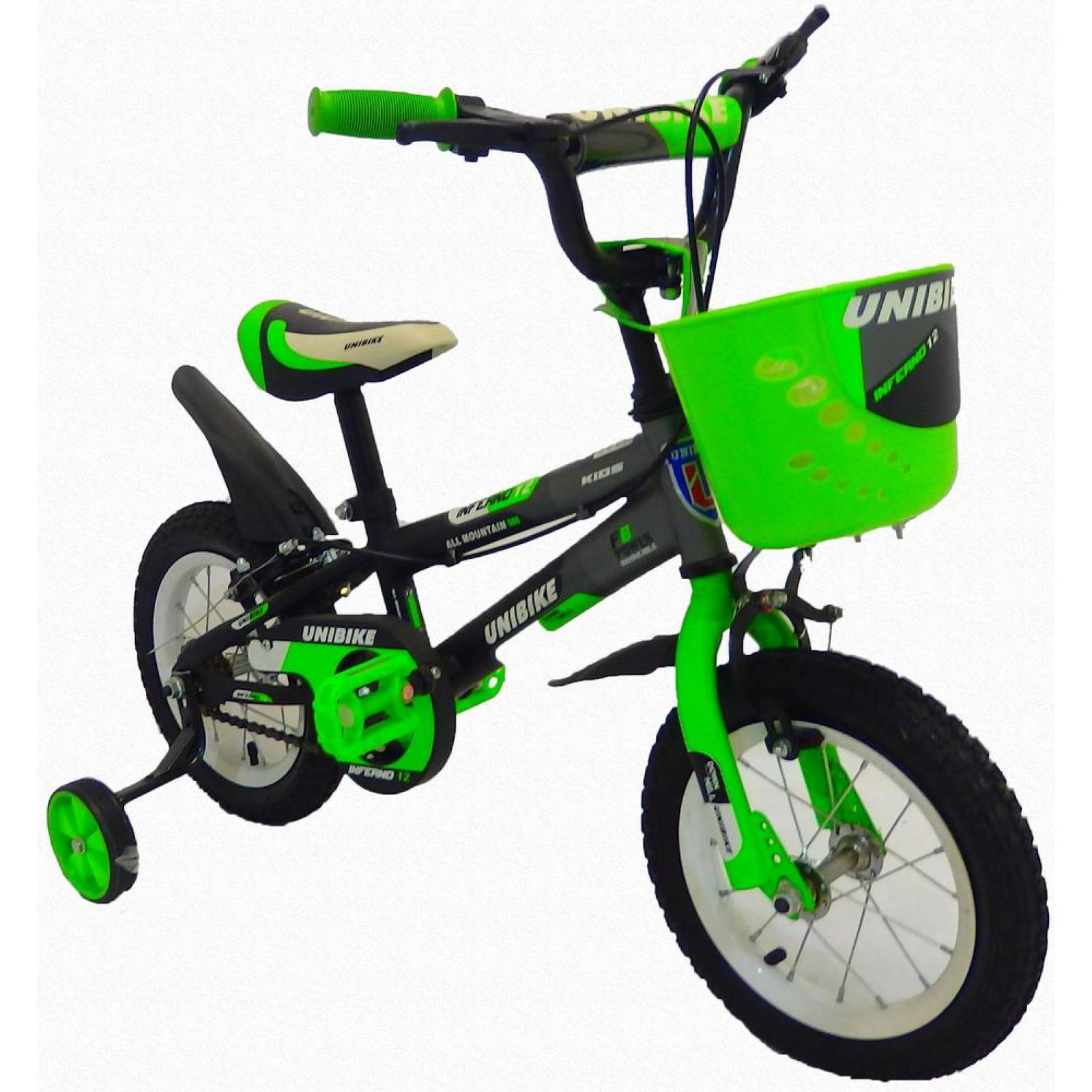 Bicicleta Infantil para niño rodada 12 Negro-Verde 