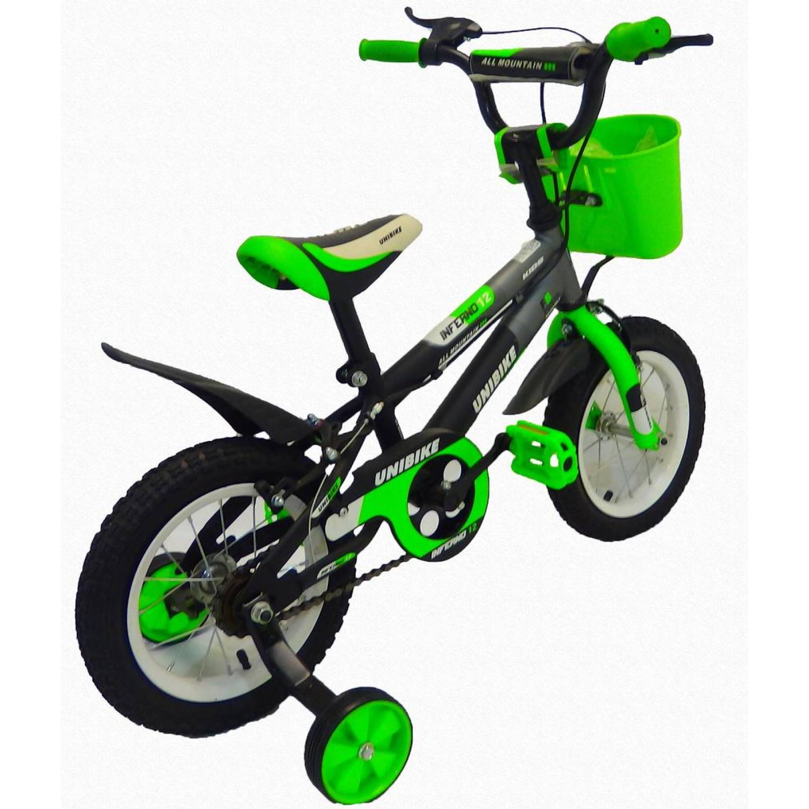 Bicicleta Infantil para niño rodada 12 Negro-Verde 