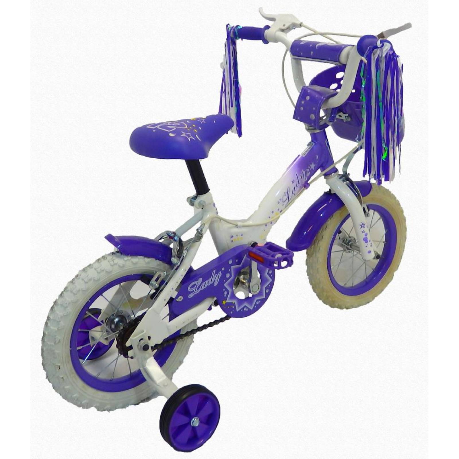 Bicicleta Infantil para niña rodada 12 Blanco-Lila  - Violeta