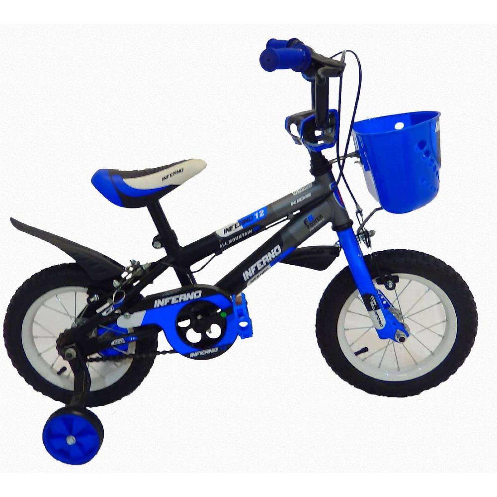 Bicicleta Infantil para niño rodada 12 Negro-Azul - Azul