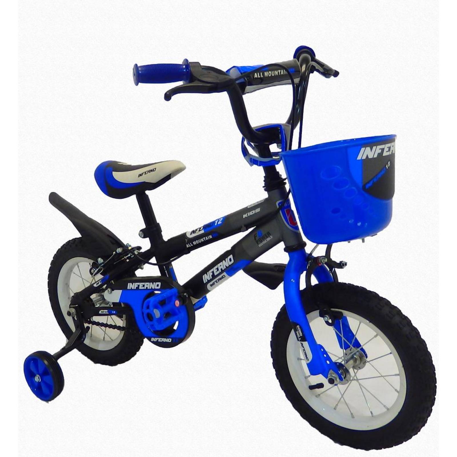 Bicicleta Infantil para niño rodada 12 Negro-Azul - Azul