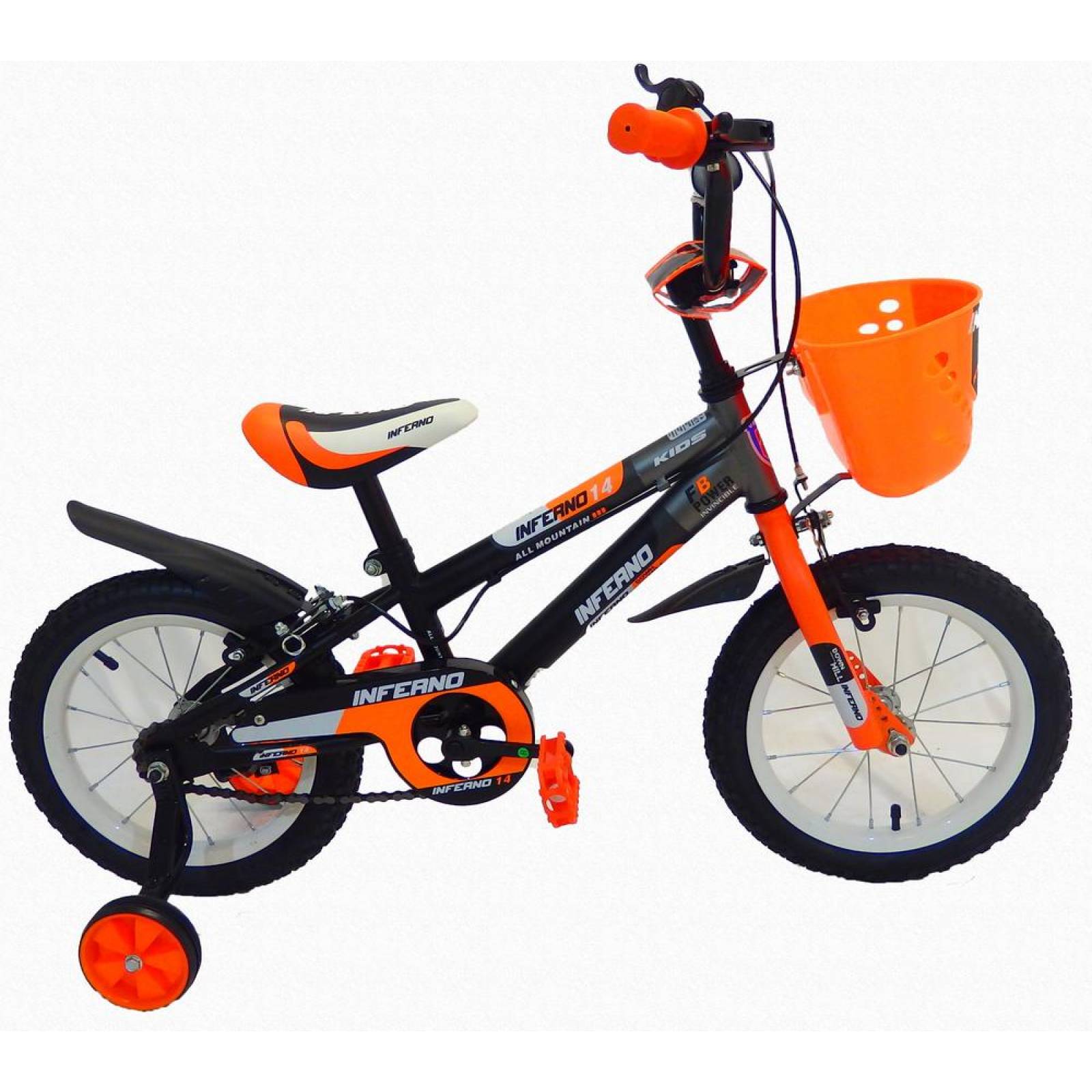 Bicicleta Infantil para niño rodada 14 Negro-Naranja  - Naranja