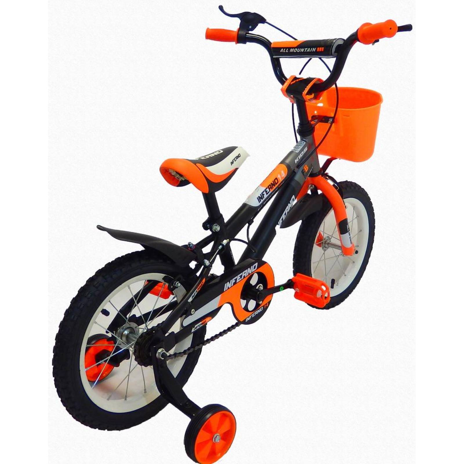 Bicicleta Infantil para niño rodada 14 Negro-Naranja  - Naranja