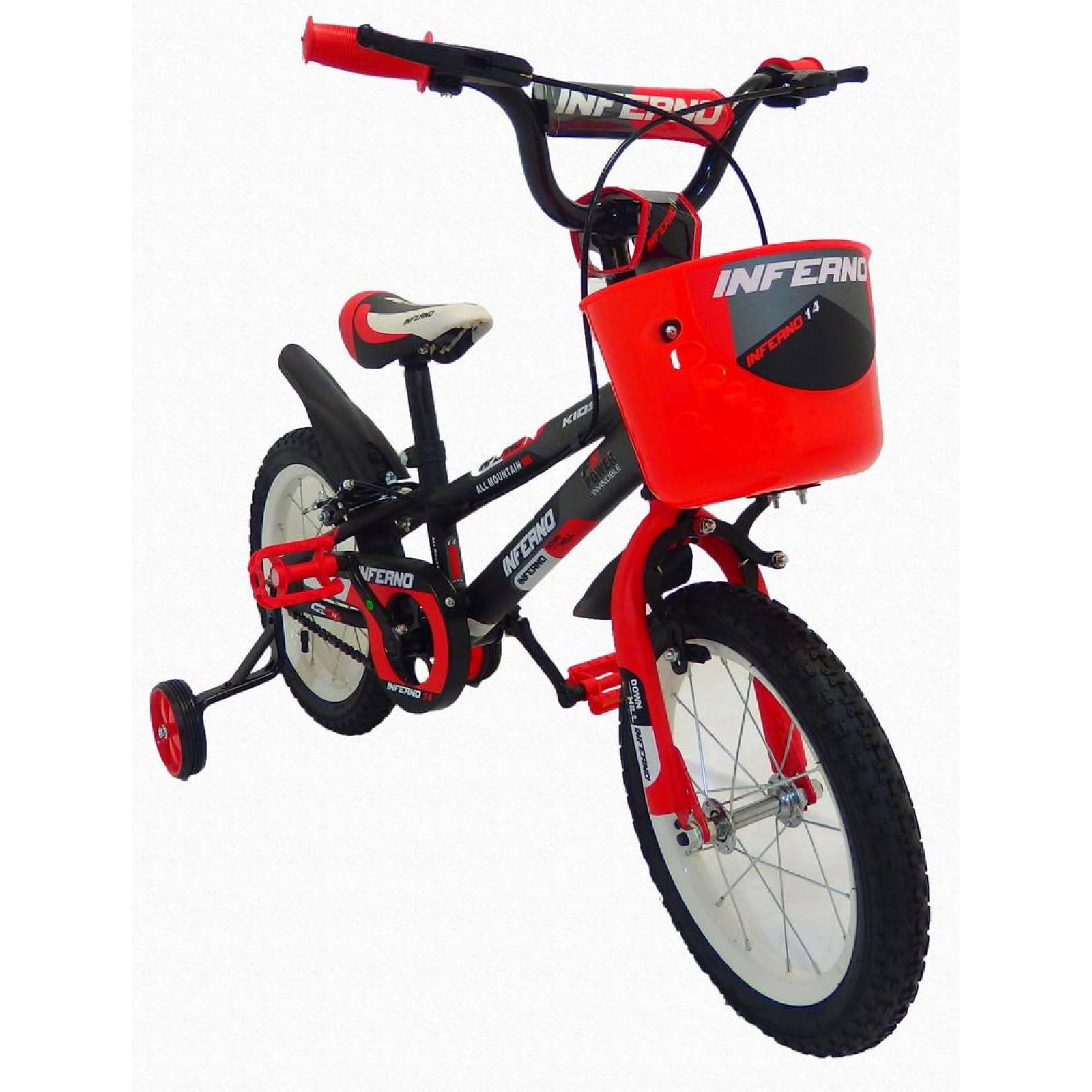 Bicicleta Infantil para niño rodada 14 Negro-Rojo  - Negro