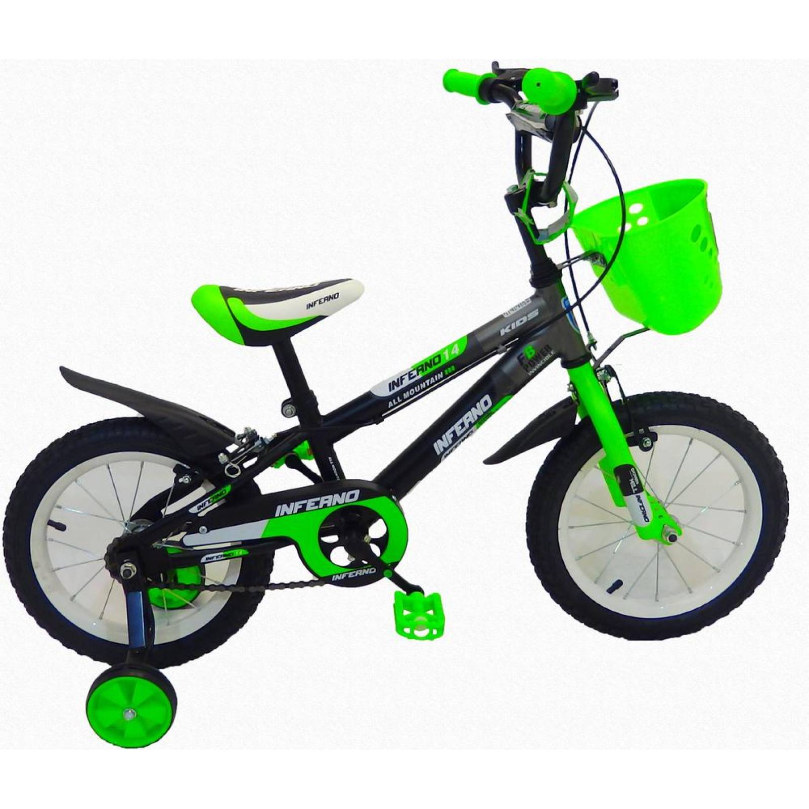 Bicicleta Infantil para niño rodada 14 Negro-Verde  - Verde