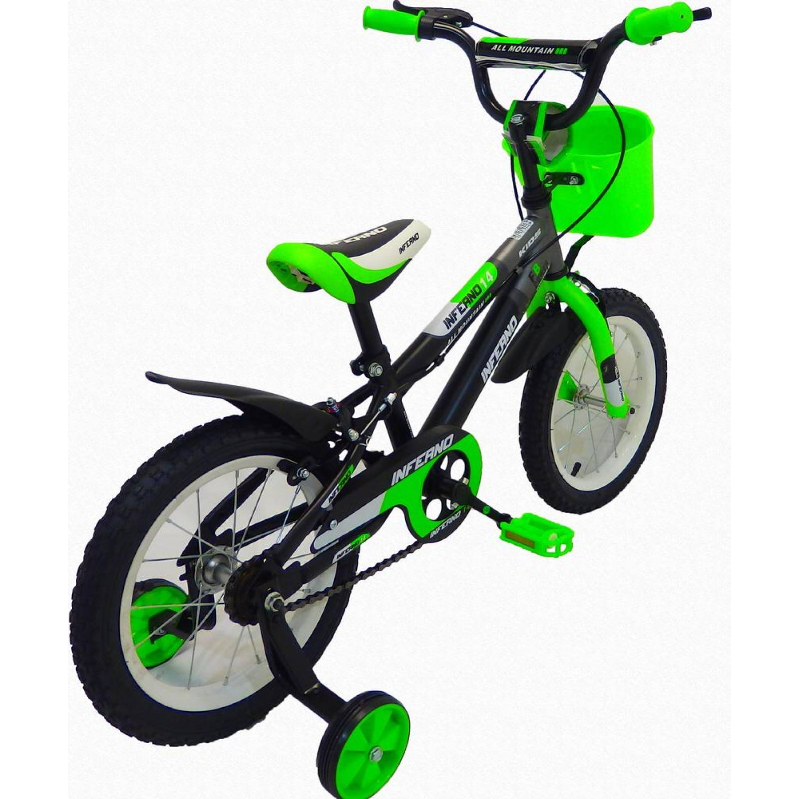 Bicicleta Infantil para niño rodada 14 Negro-Verde  - Verde