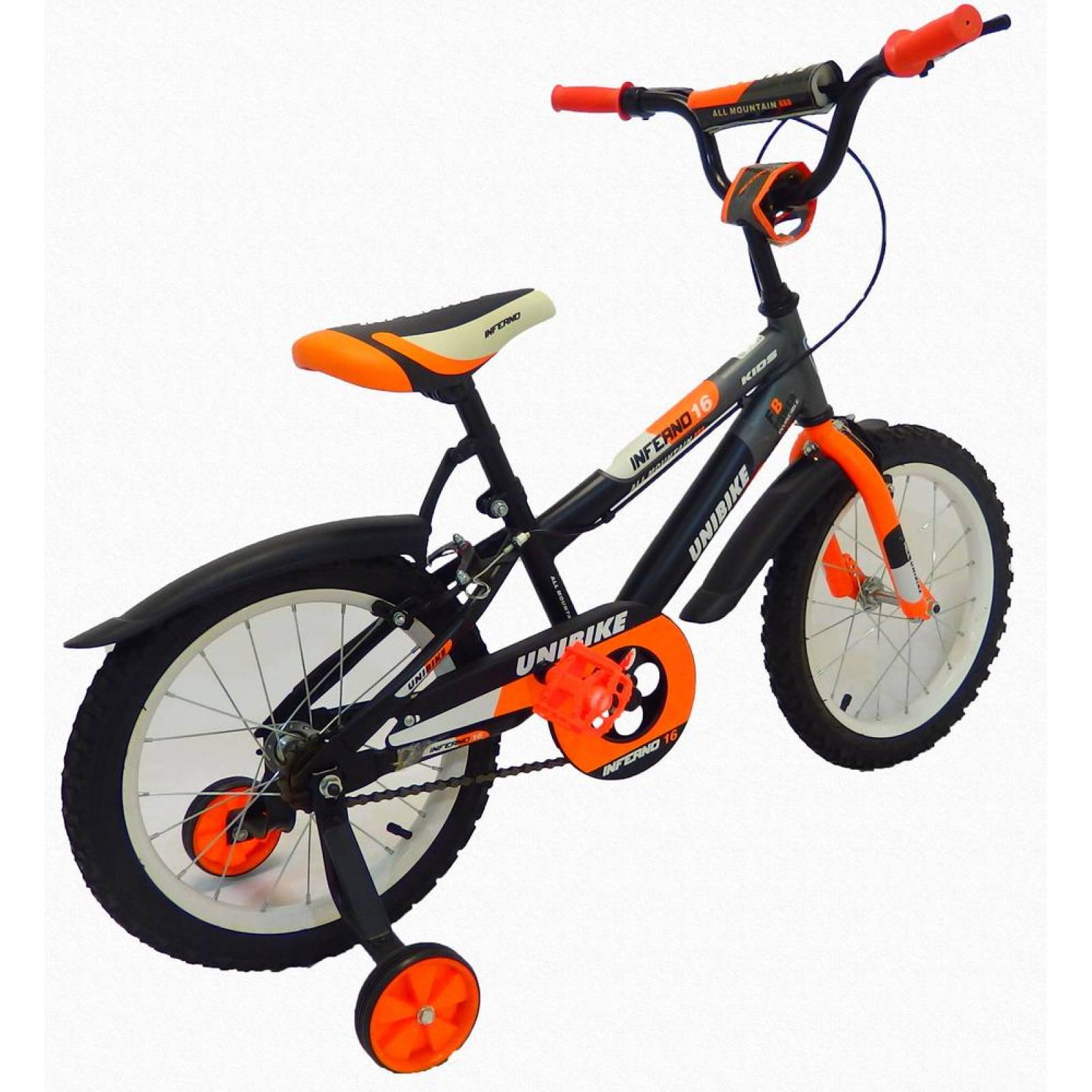 Bicicleta Infantil para niño rodada 16 Negro-Naranja  - Naranja