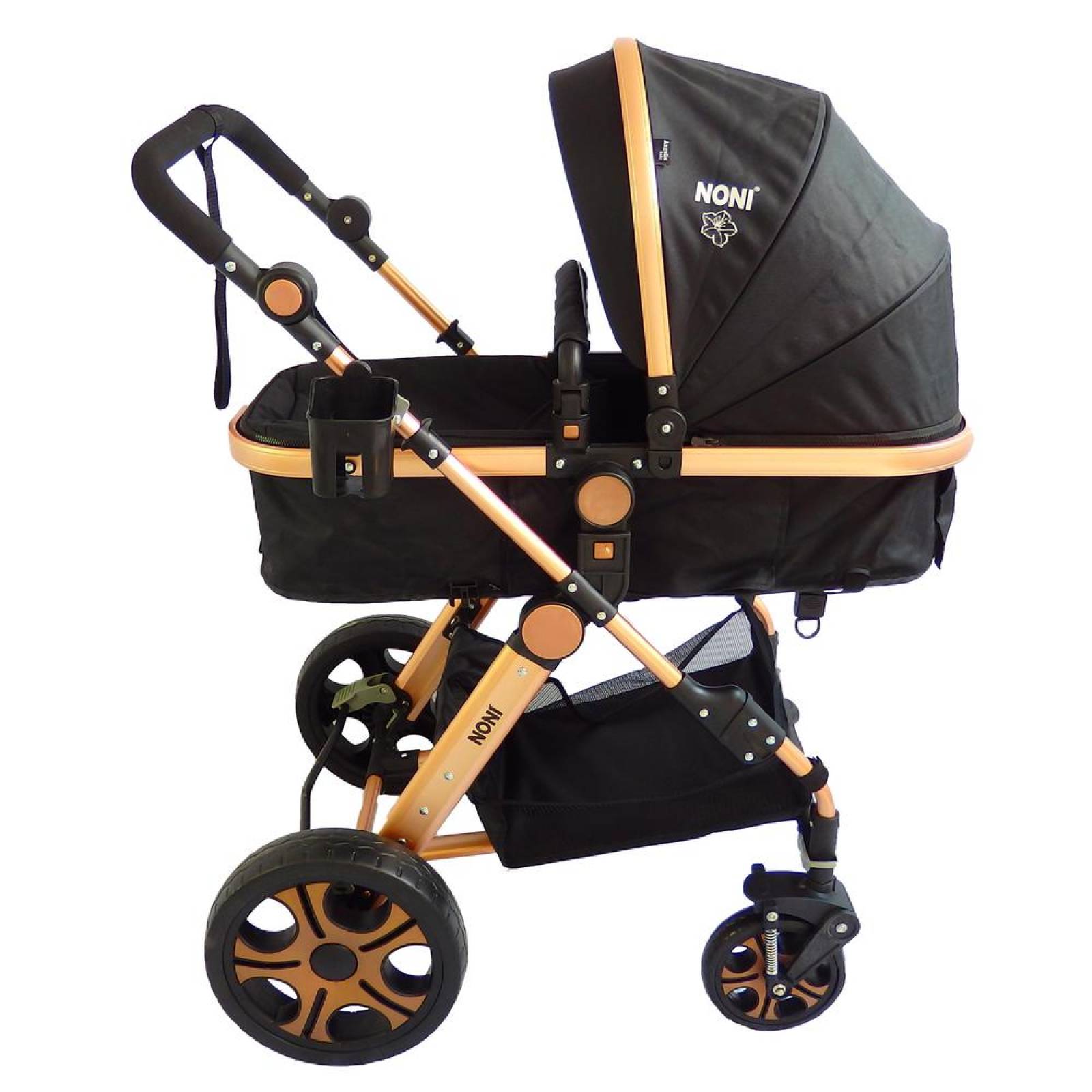 Carriola de bebe con portabebe, reversible y bambineto Negro 