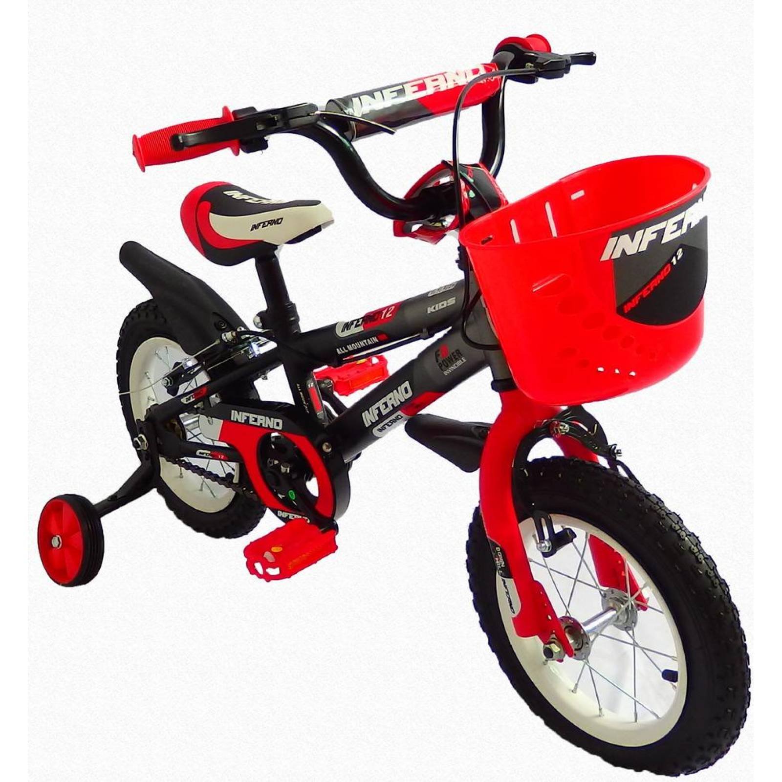 Bicicleta Infantil para niño rodada 12 Negro-Rojo  - Rojo