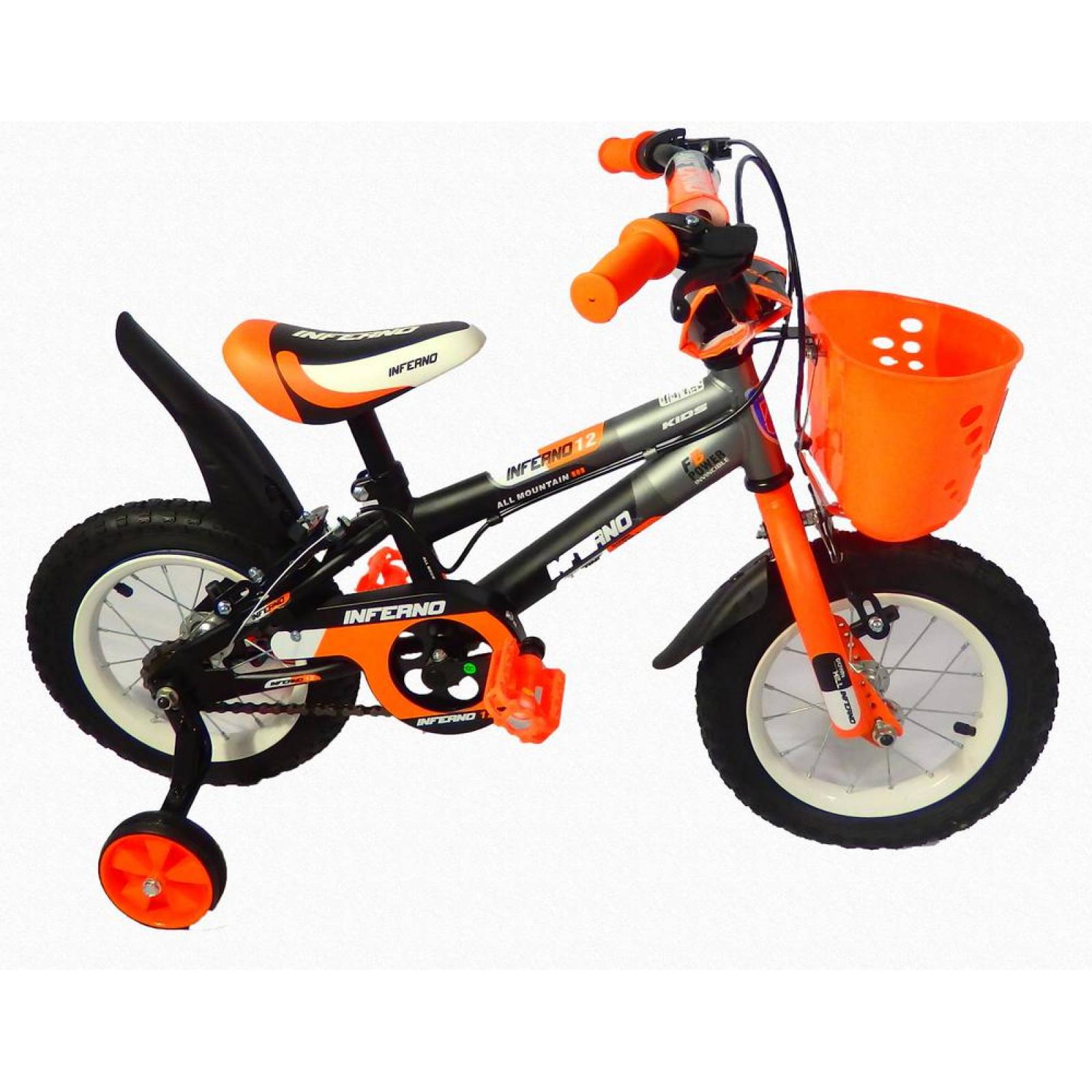 Bicicleta Infantil para niño rodada 12 Negro-Naranja  - Naranja