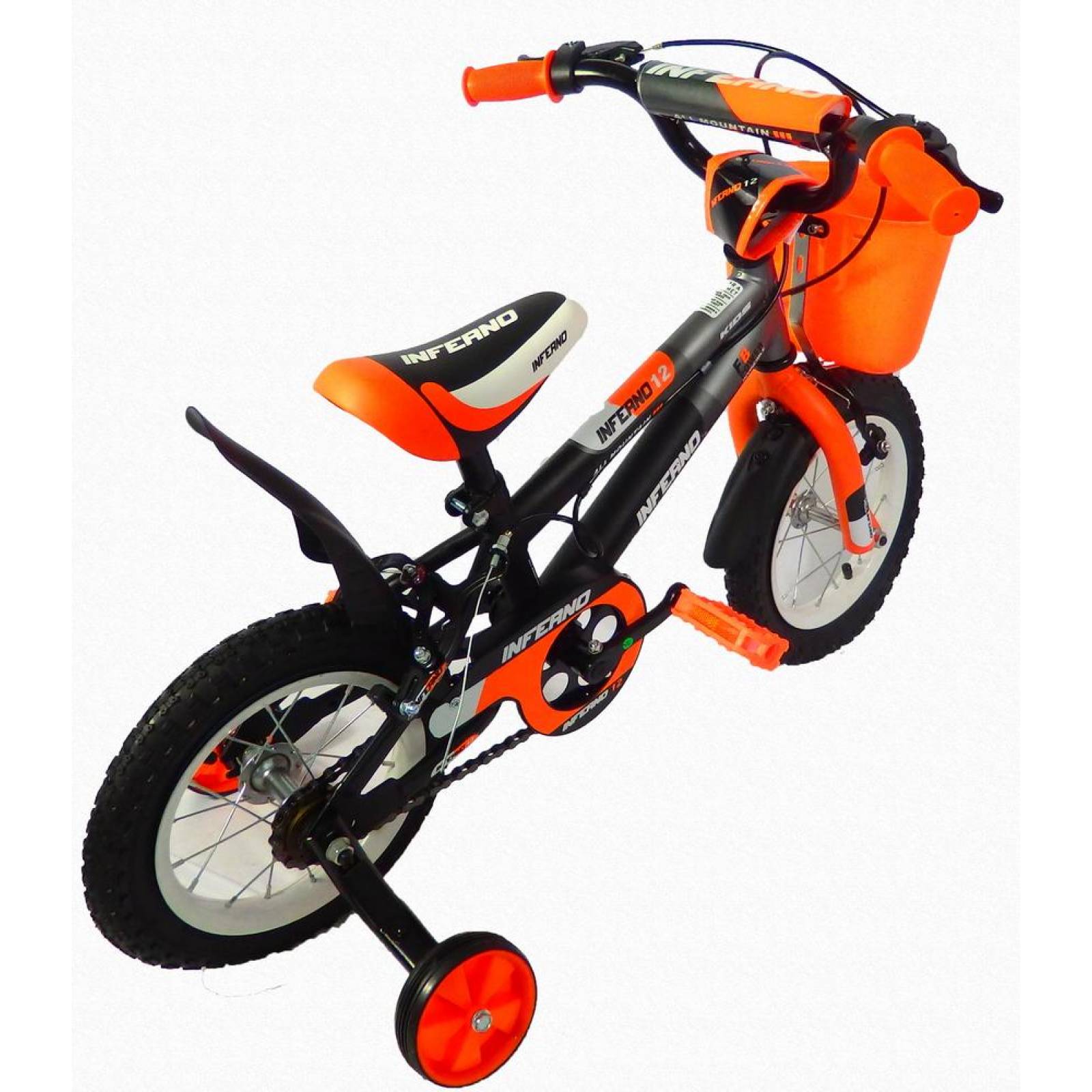 Bicicleta Infantil para niño rodada 12 Negro-Naranja  - Naranja