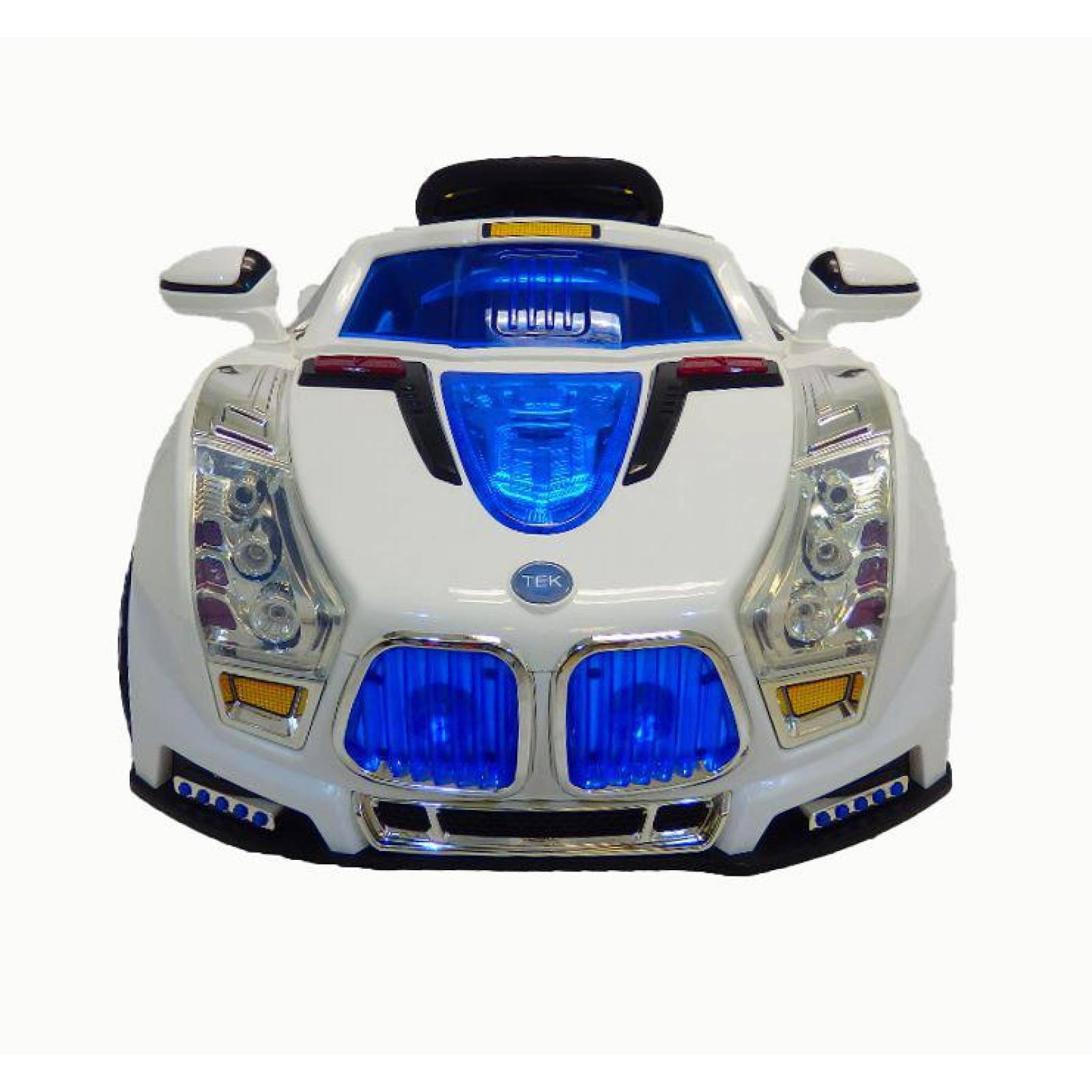 Carro eléctrico Blanco con música, luces y control remoto