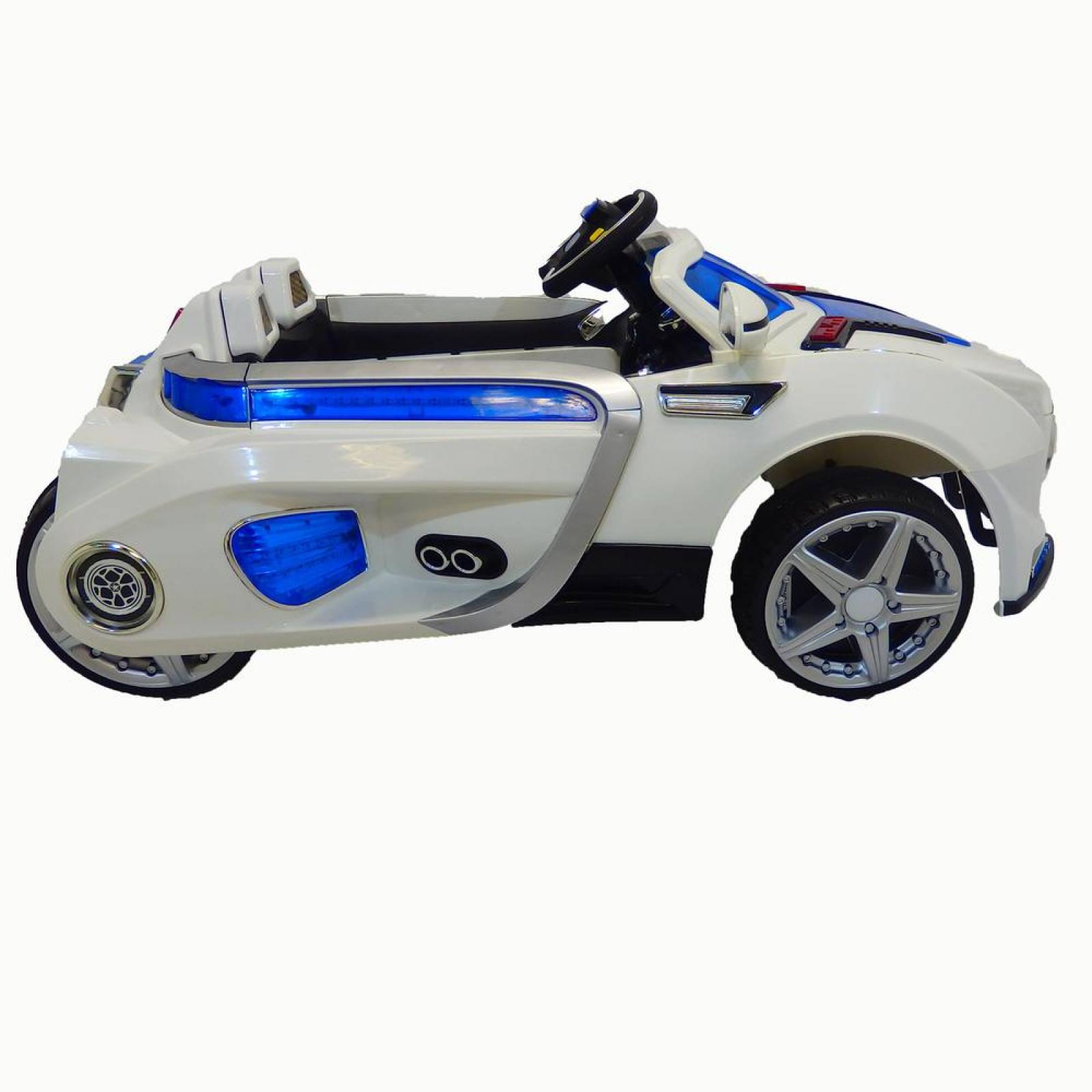 Carro eléctrico Blanco con música, luces y control remoto