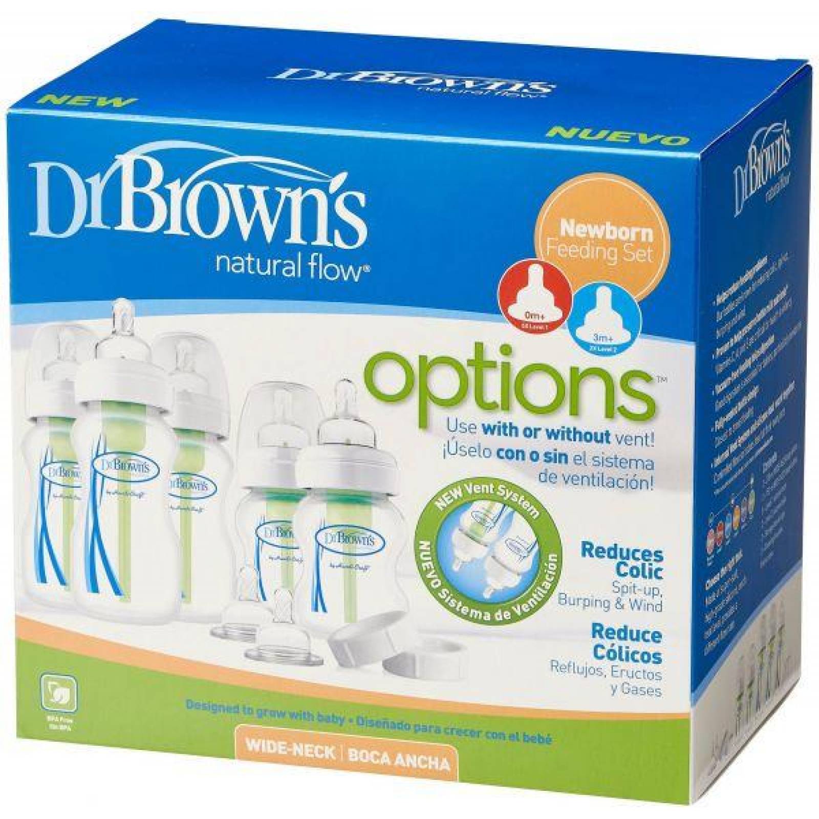 Biberones Dr. Brown's 5pz azul recien nacido options 