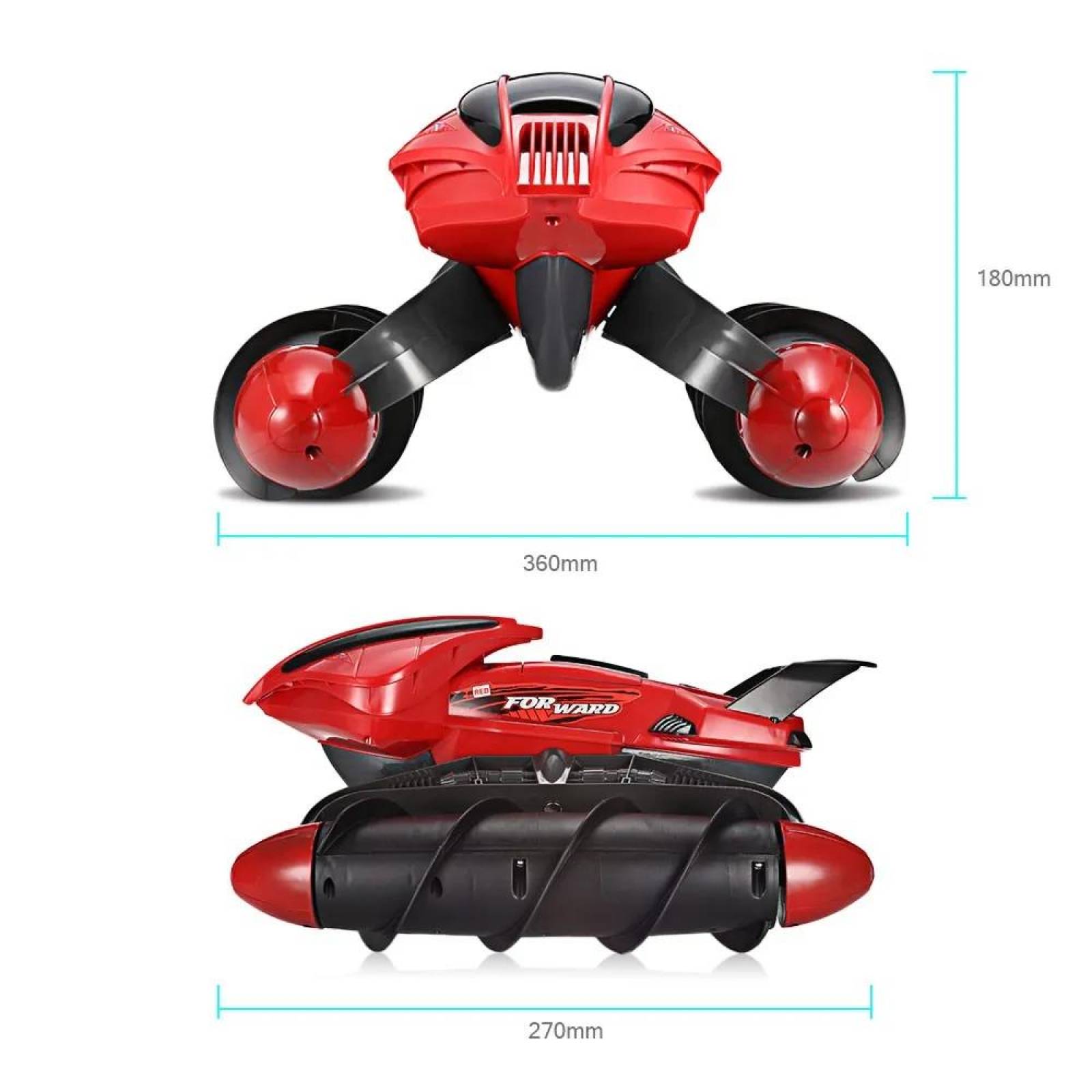 Carro Control Remoto Anfibio, 18 km/h, 360,para agua y todo  - Rojo