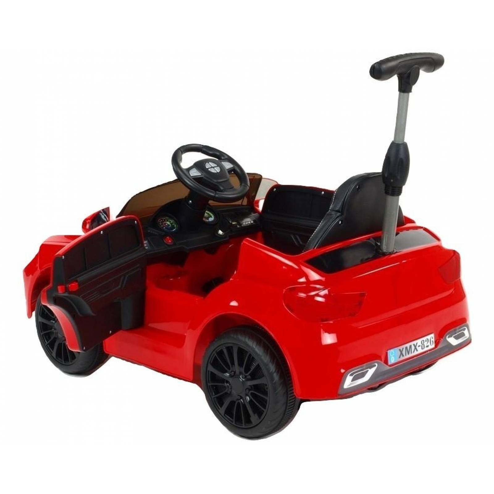 Carro electrico montable con control remoto y bastón 12V 3 km/h Rojo