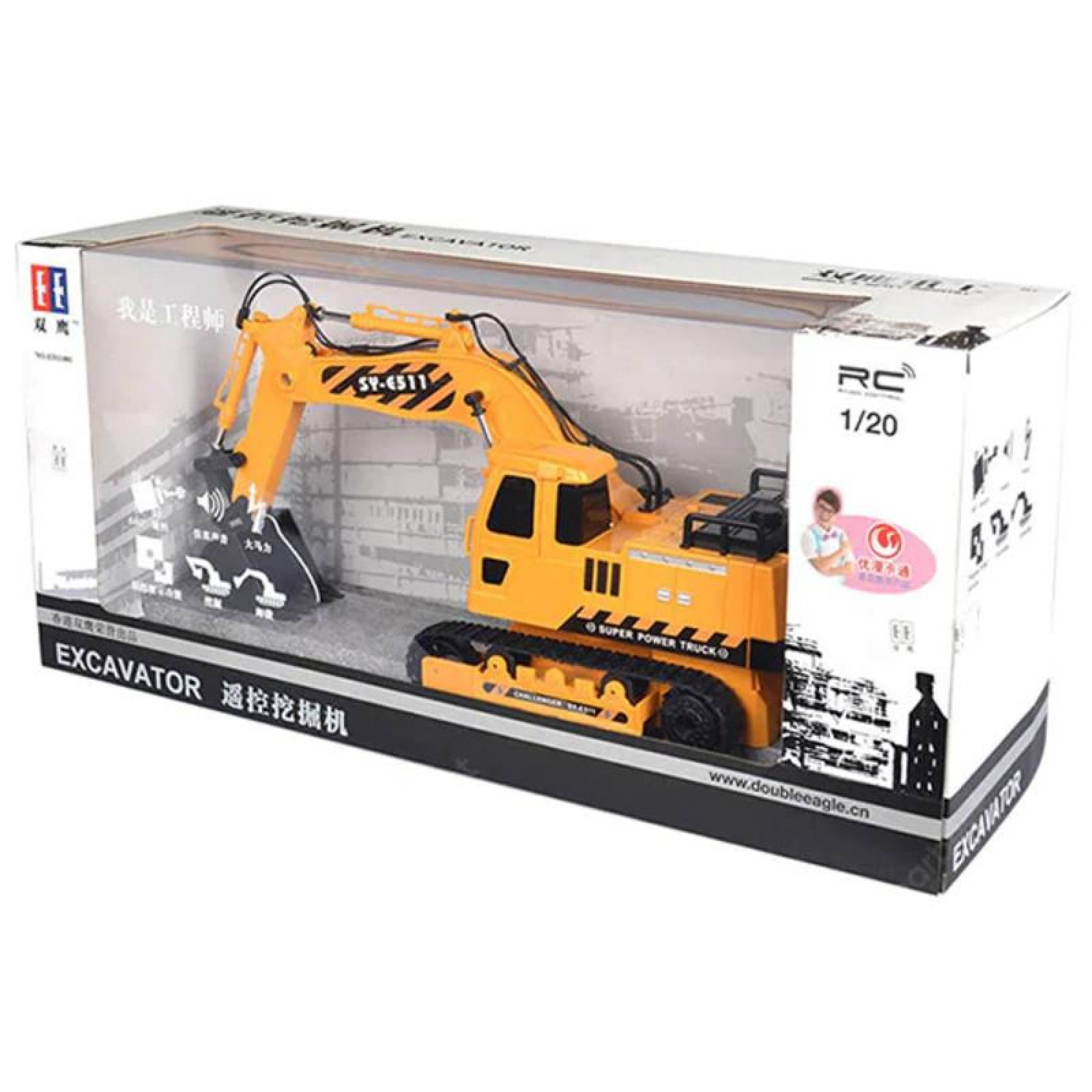 Camión Pesado de Construcción Excavadora juguete RC Escala 1:20  - Retroexcavador