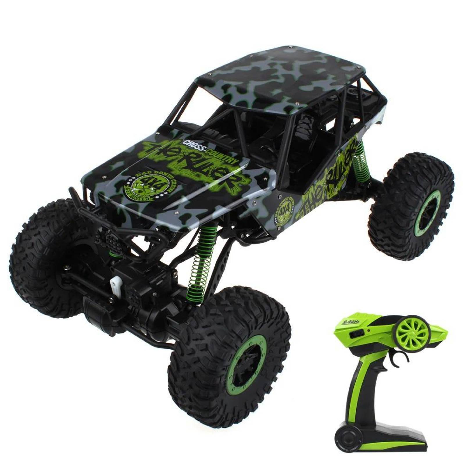 Carro Control Remoto Rally Camuflaje 4x4 25 km/h 1:10  - Verde