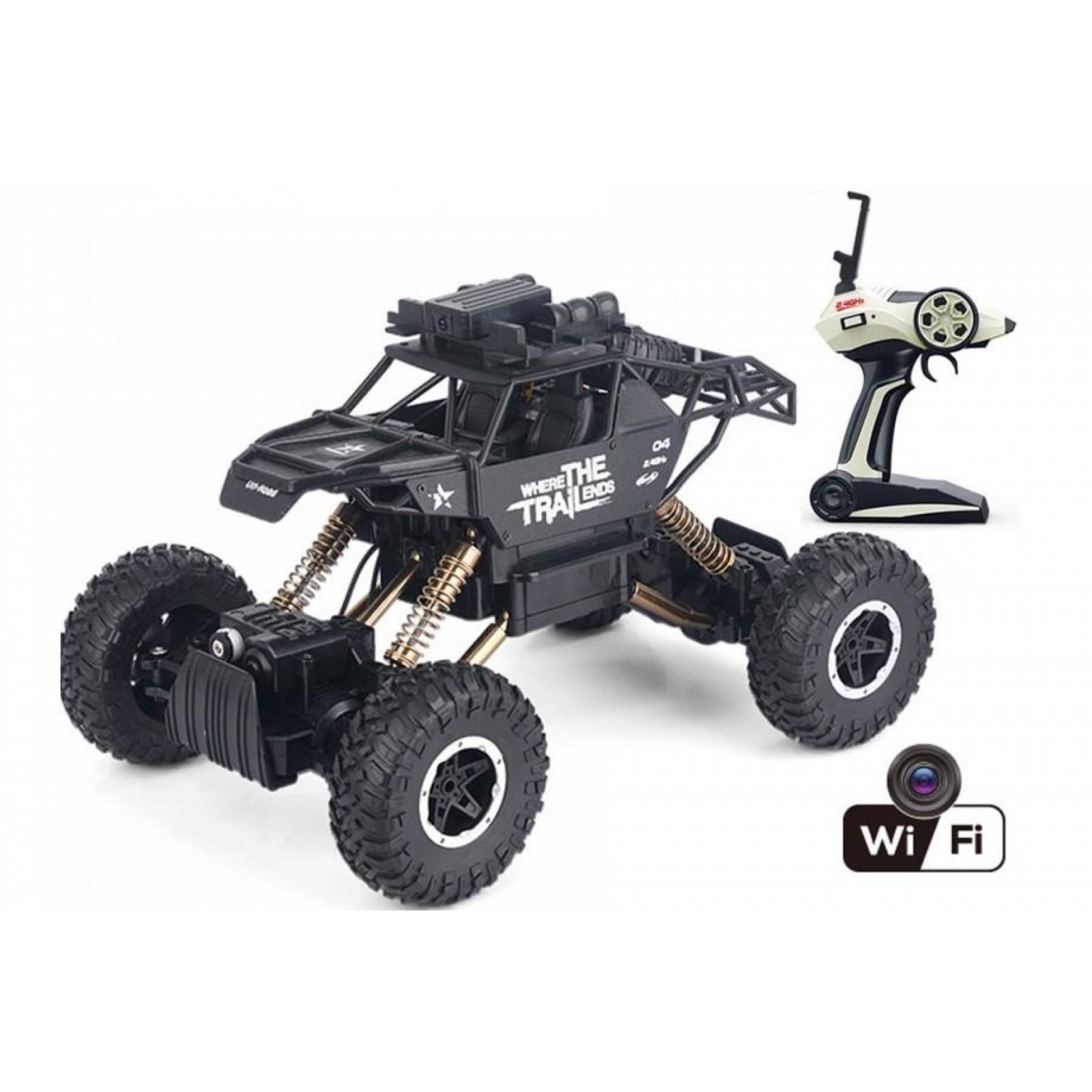 Carro Control Remoto Todoterreno con Cámara Wifi 40mp 1:14 12km/h  - Negro