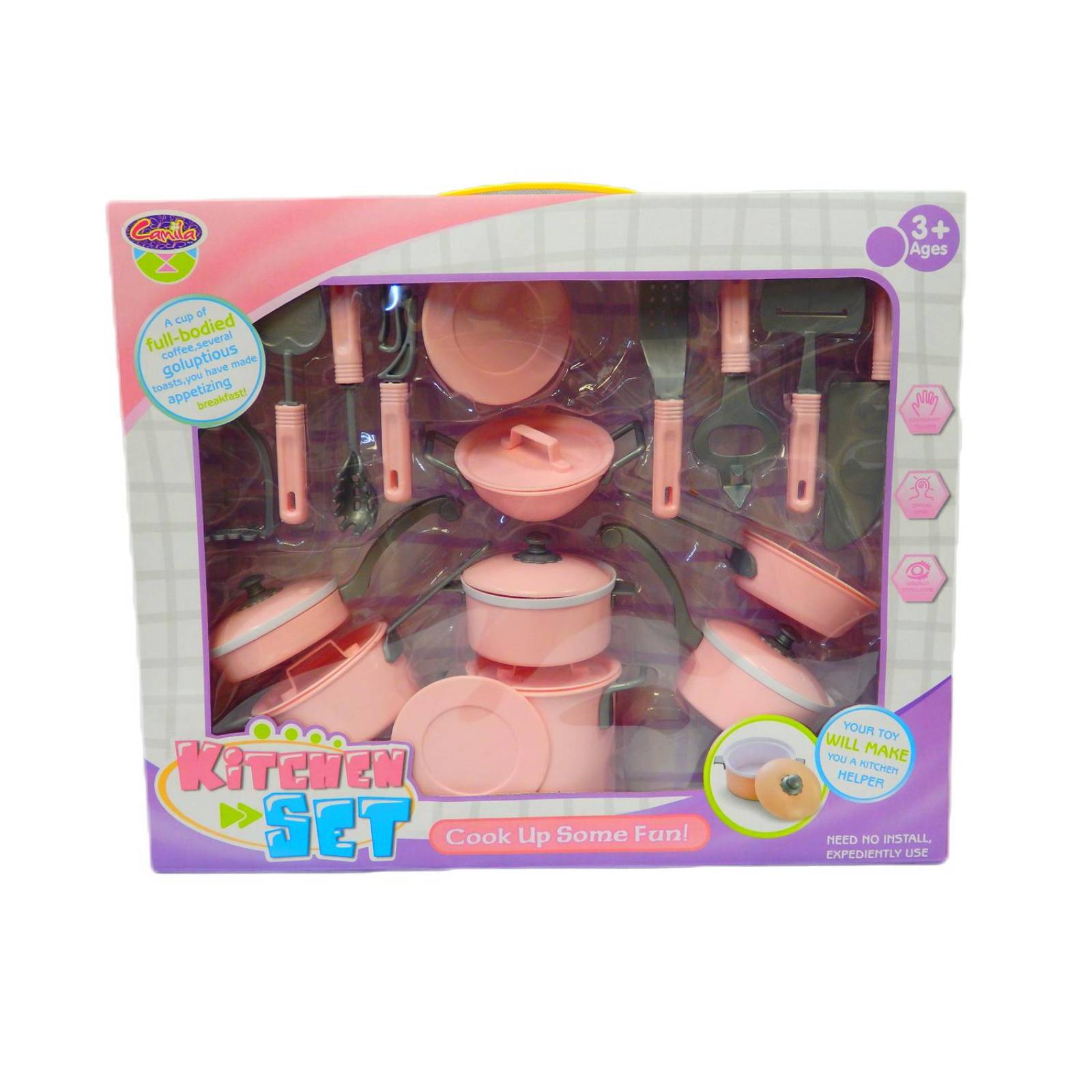Set de Juguetes de Cocina Infantil baterías y utensilios 24pz Rosa
