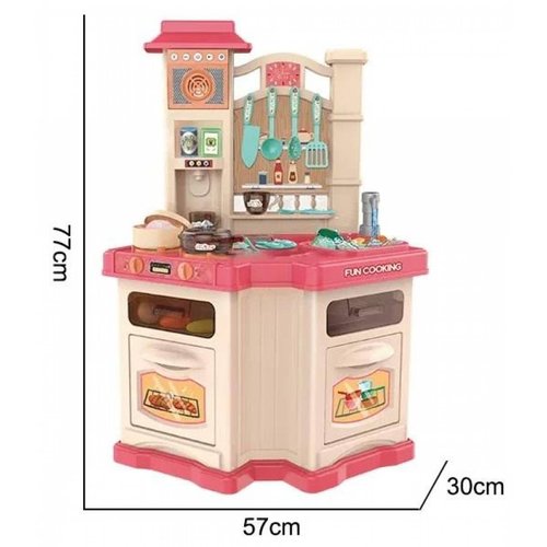 Cocinita Infantil con luz, sonido, agua y vapor 39 pzs,77cm alto Rosa